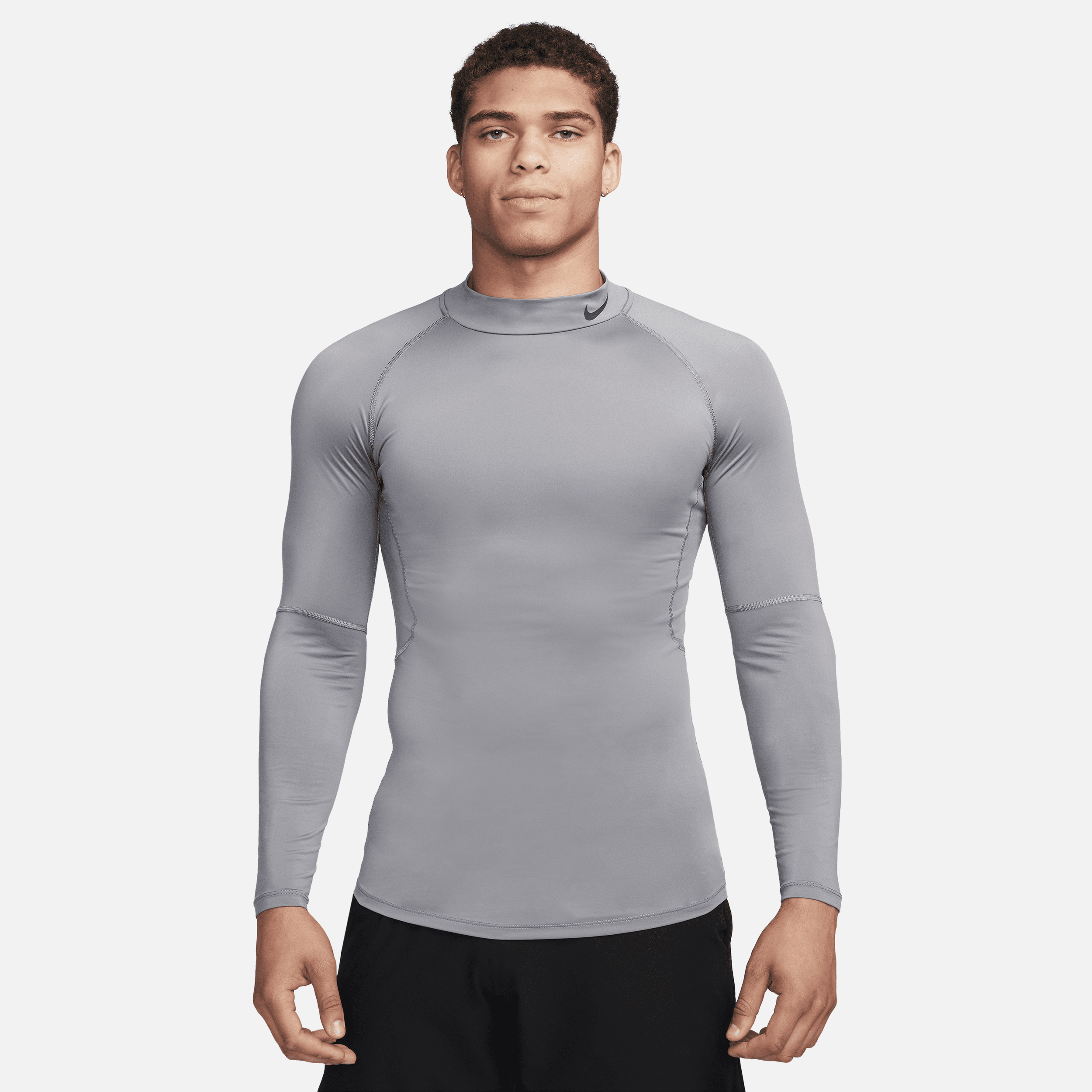 Maglia da fitness a manica lunga con collo a lupetto Dri-FIT Nike Pro – Uomo - Grigio