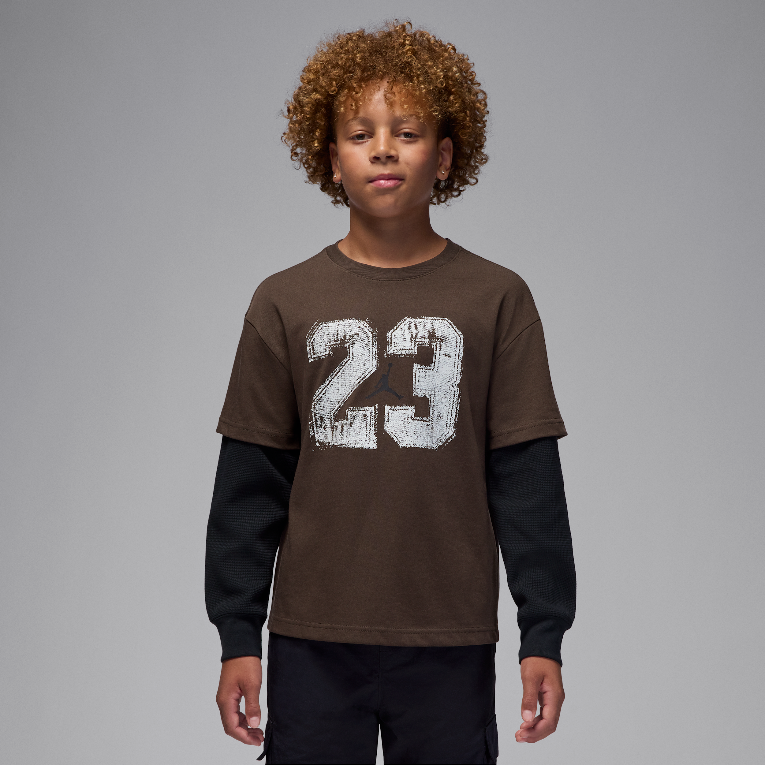 Jordan T-shirt met gelaagde look voor kids - Bruin