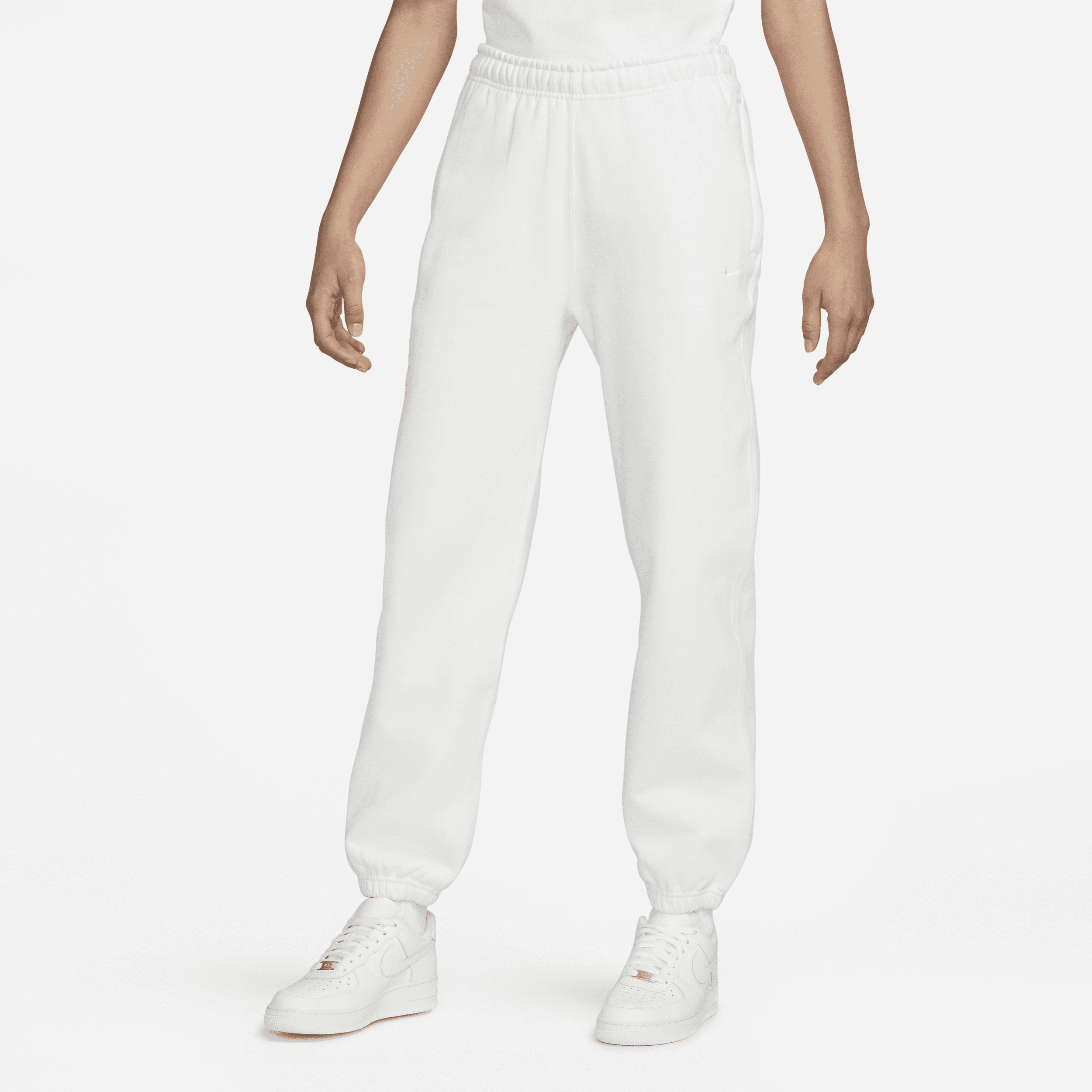 Γυναικείο φλις παντελόνι Nike Solo Swoosh - Λευκό