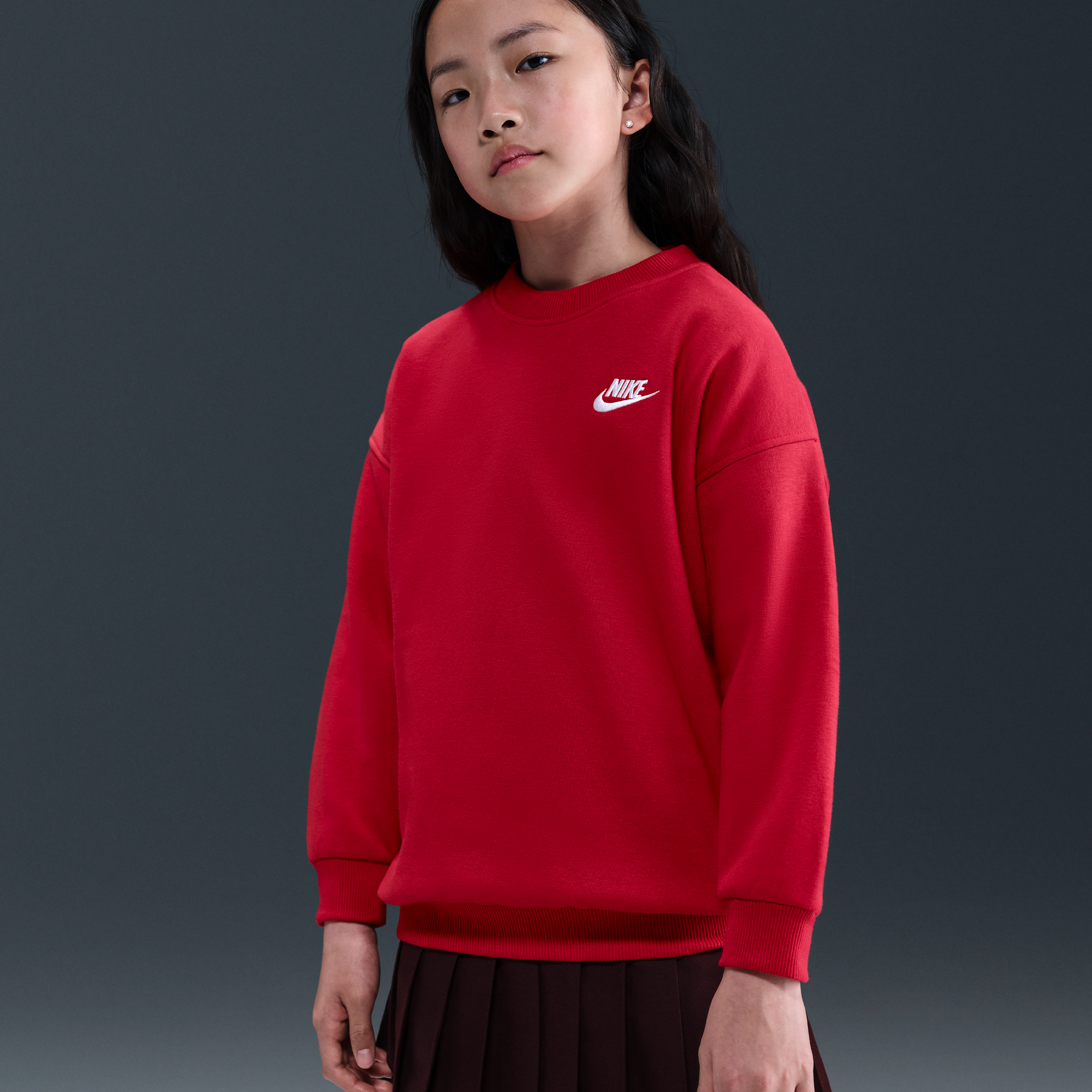 Thumbnail - Nike Club Fleece Oversize-Sweatshirt (ältere Kinder) - Rot