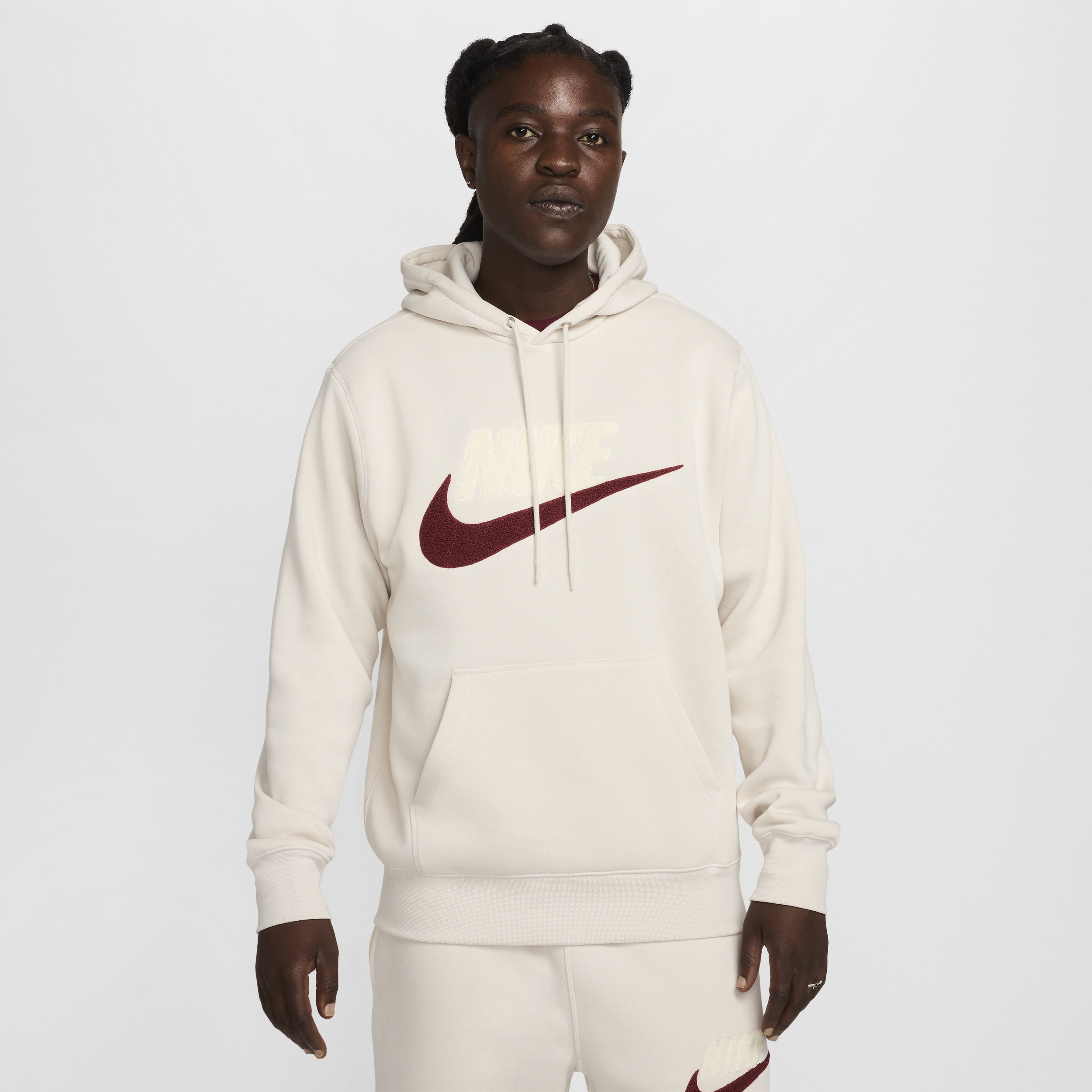 Nike Club Fleece Mens Pullover Hoodie - Brown - Cotton/Polyester
