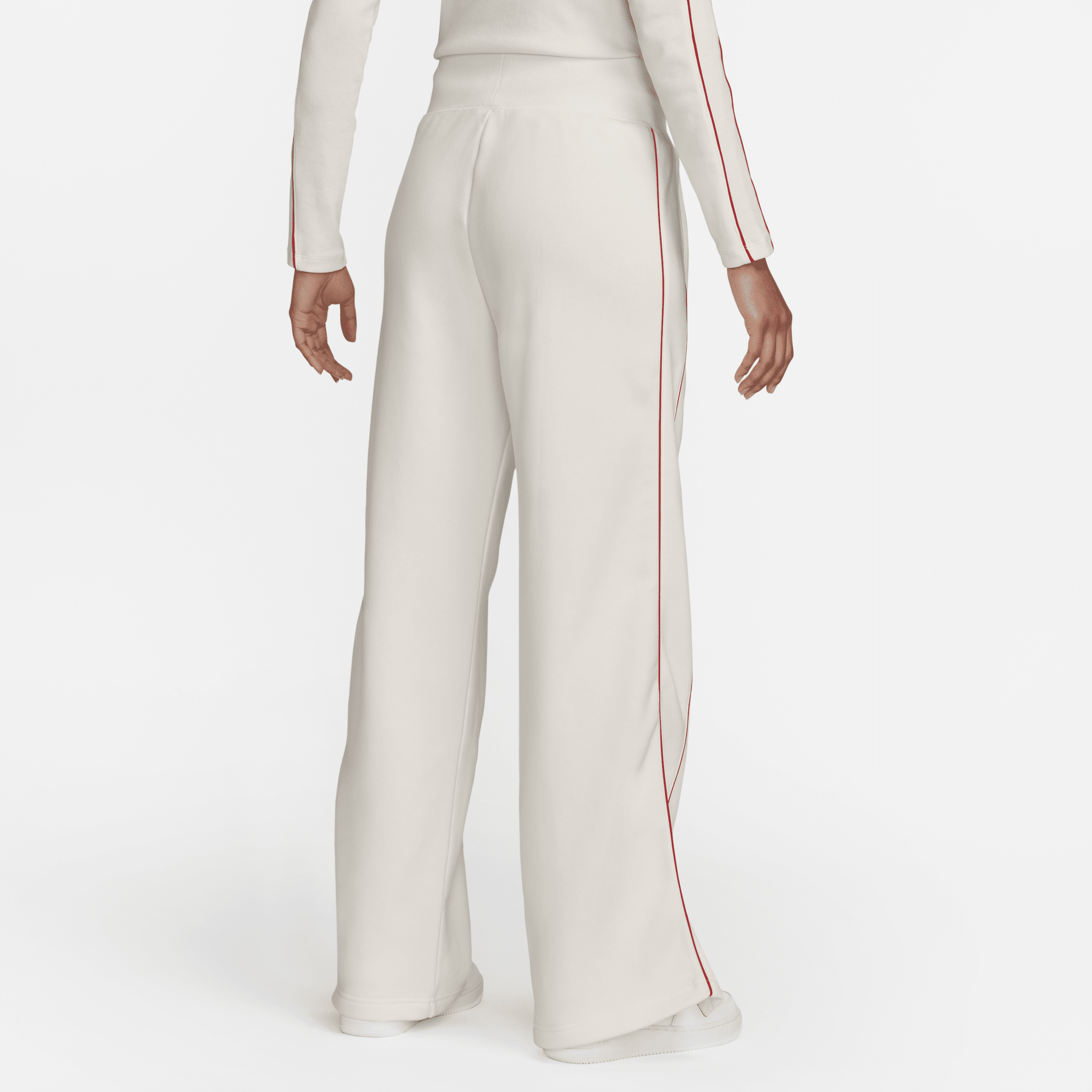 Nike Sportswear Phoenix Fleece joggingbroek met hoge taille en open zoom voor dames Wit