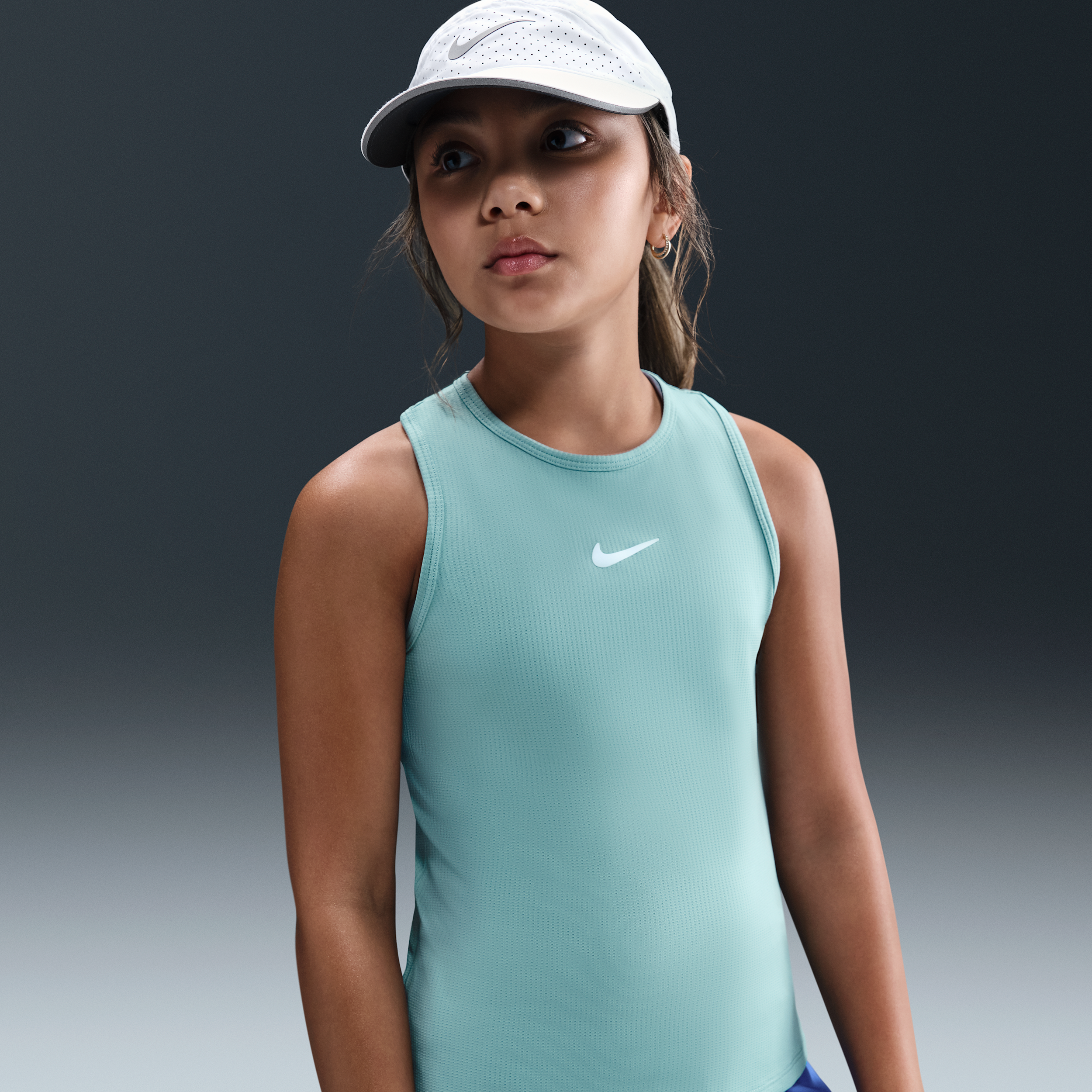 Nike Victory Older Kids (Girls) Dri-FIT Tennis Tank Top - Green - Polyester/Elastane