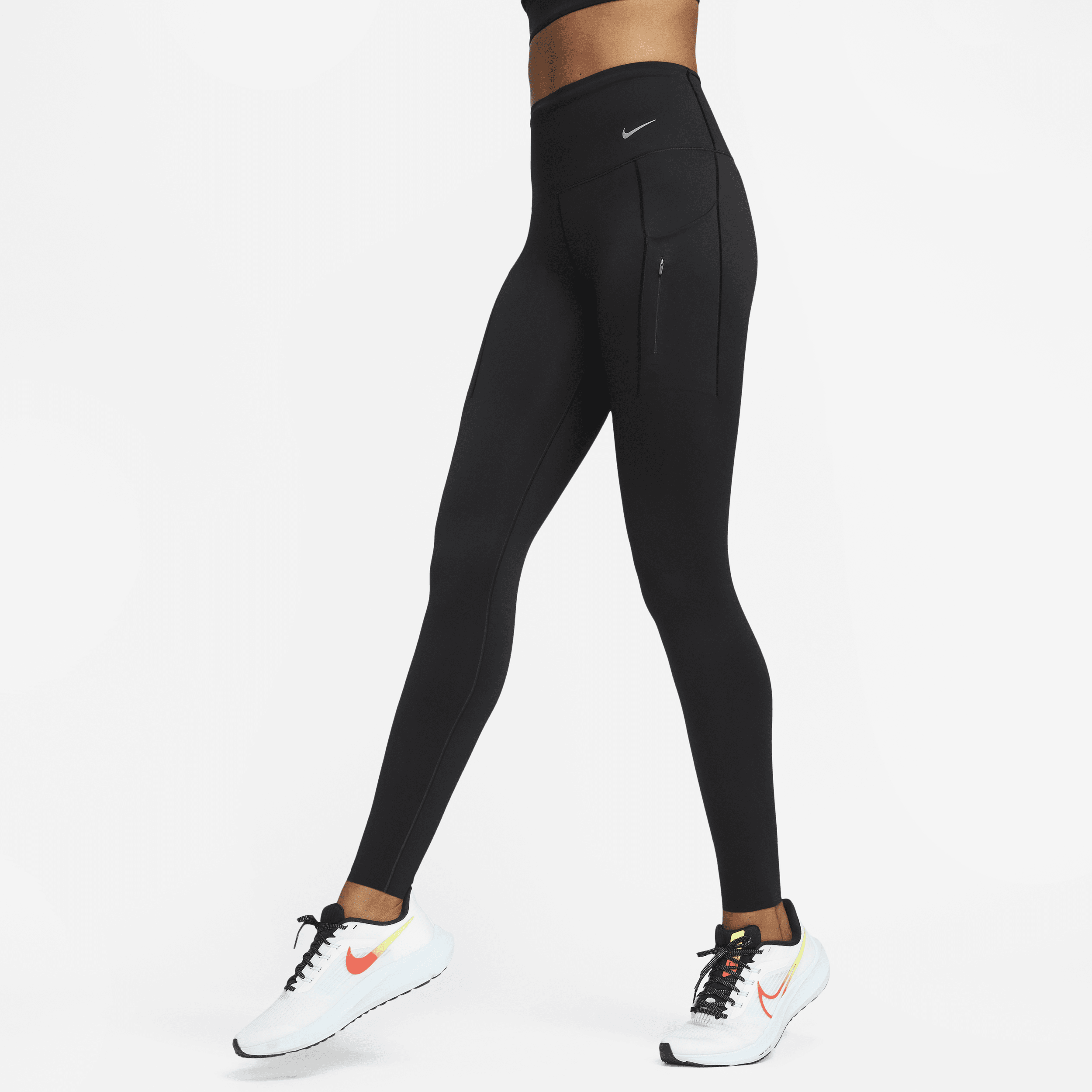 Legging taille haute à maintien supérieur et coupe longue avec poches Nike Go pour femme - Noir