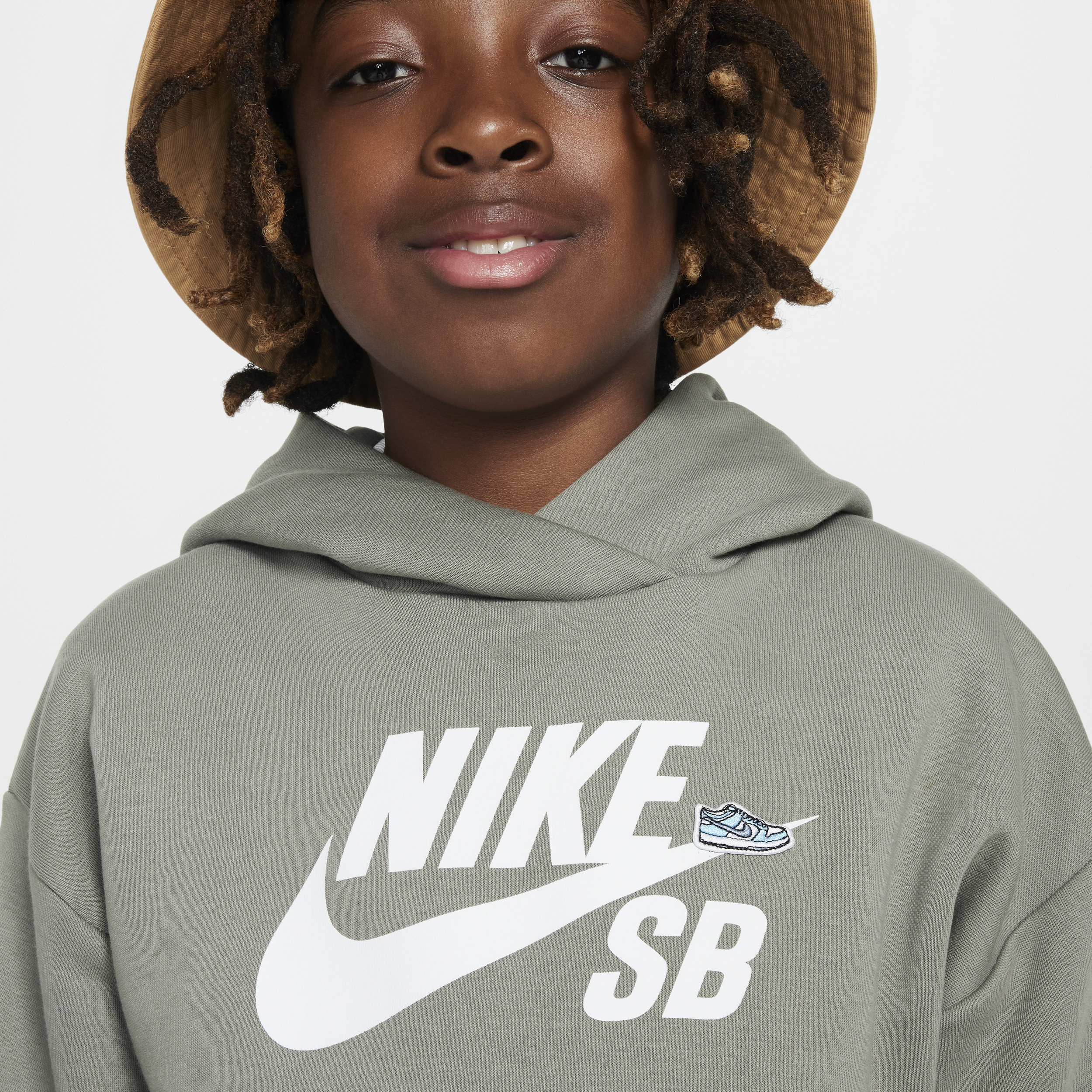 Nike SB Icon Fleece EasyOn oversized hoodie voor kids Grijs