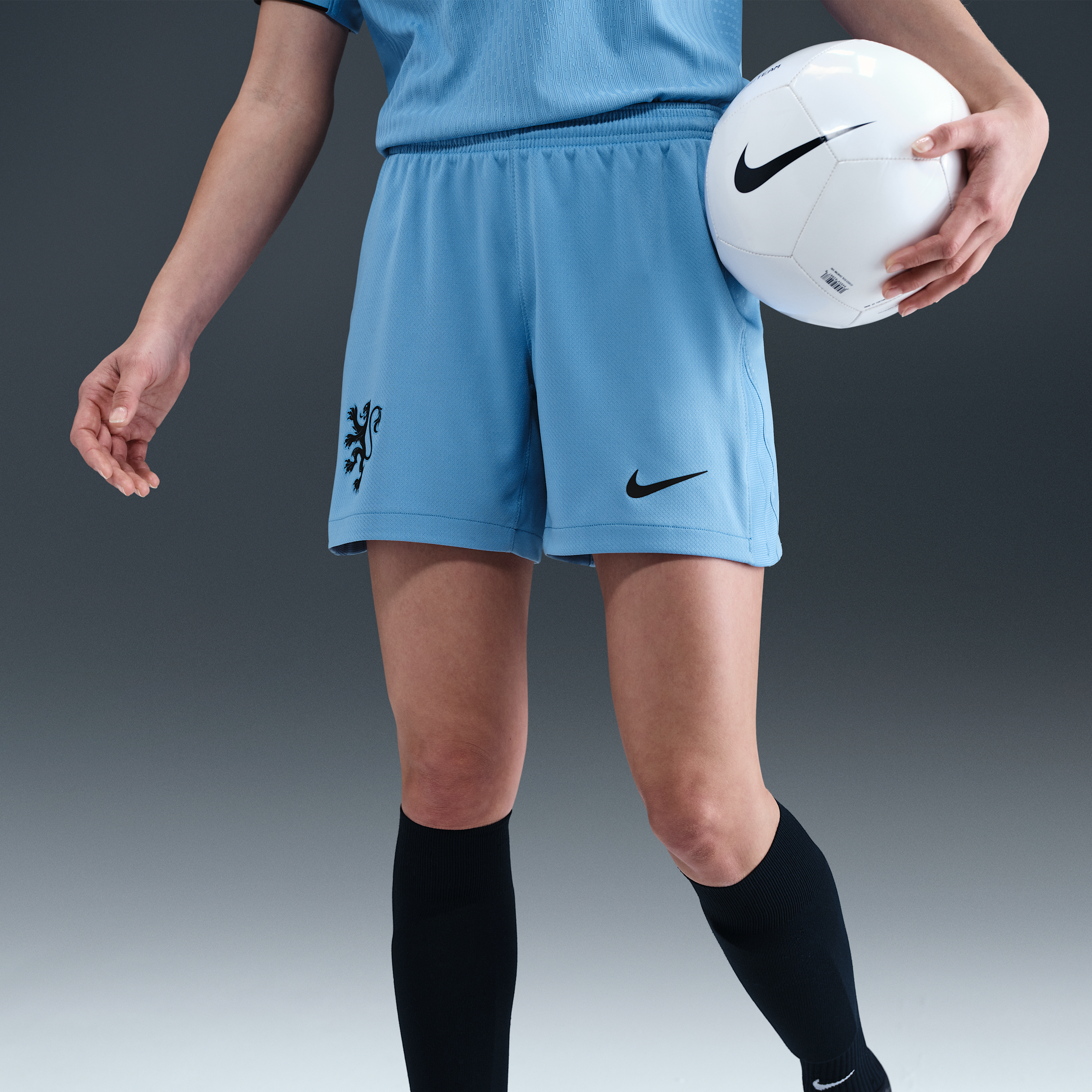 Thumbnail - Niederlande 2025/26 Stadium Away Nike Replika-Fußballshorts mit Dri-FIT-Technologie (Damen) - Blau