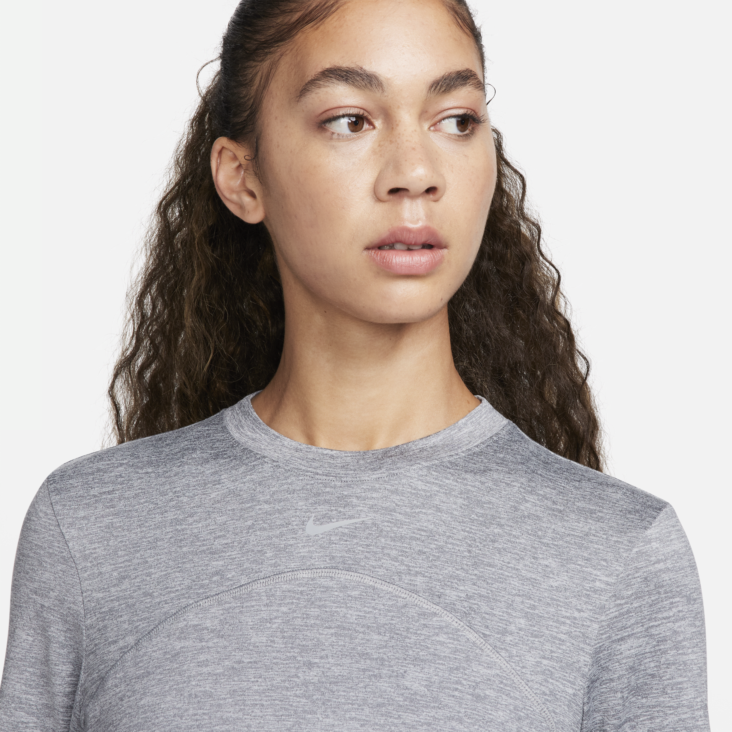 Nike Dri-FIT Swift UV hardlooptop met ronde hals voor dames Grijs