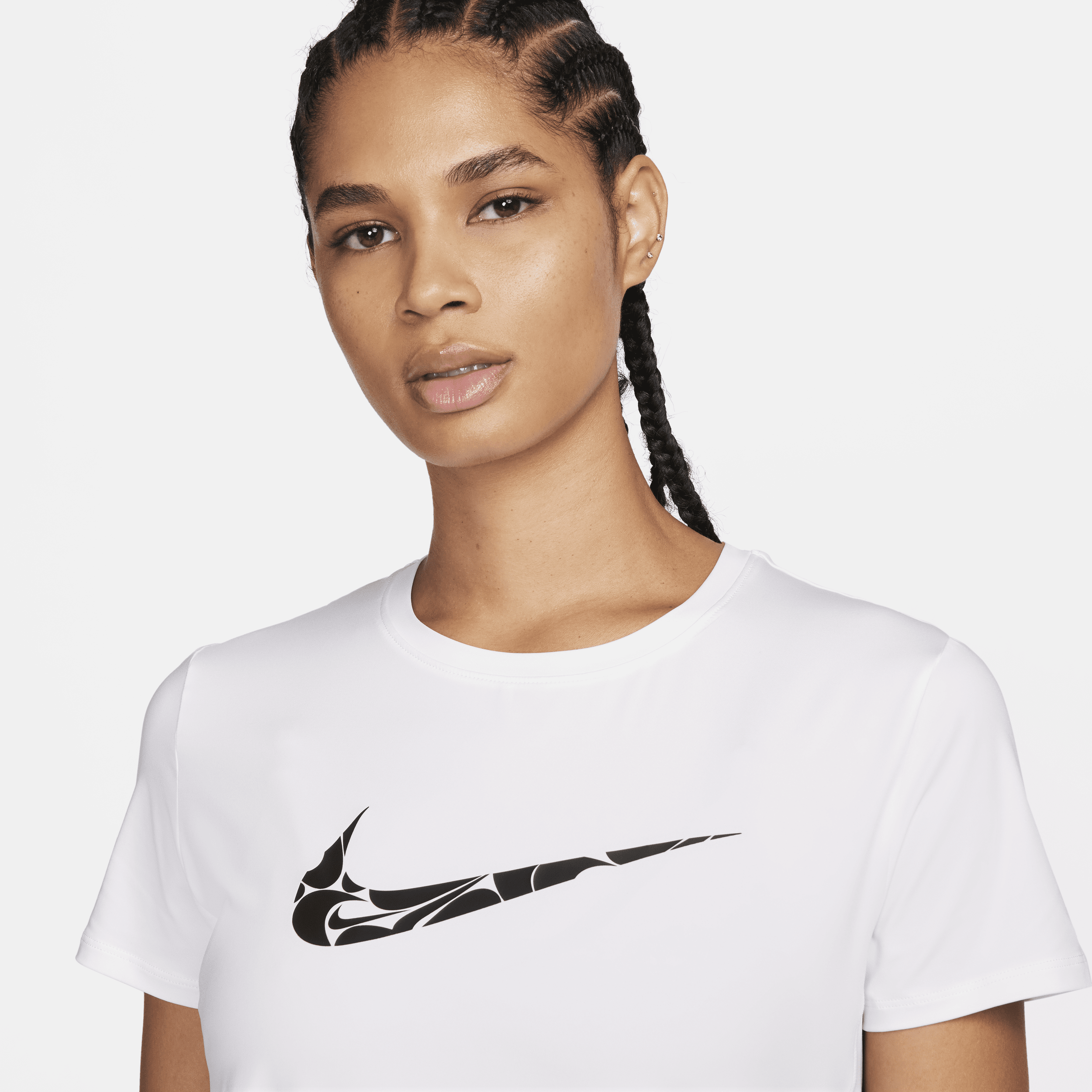 Nike One Swoosh Dri-FIT hardlooptop met korte mouwen voor dames Wit