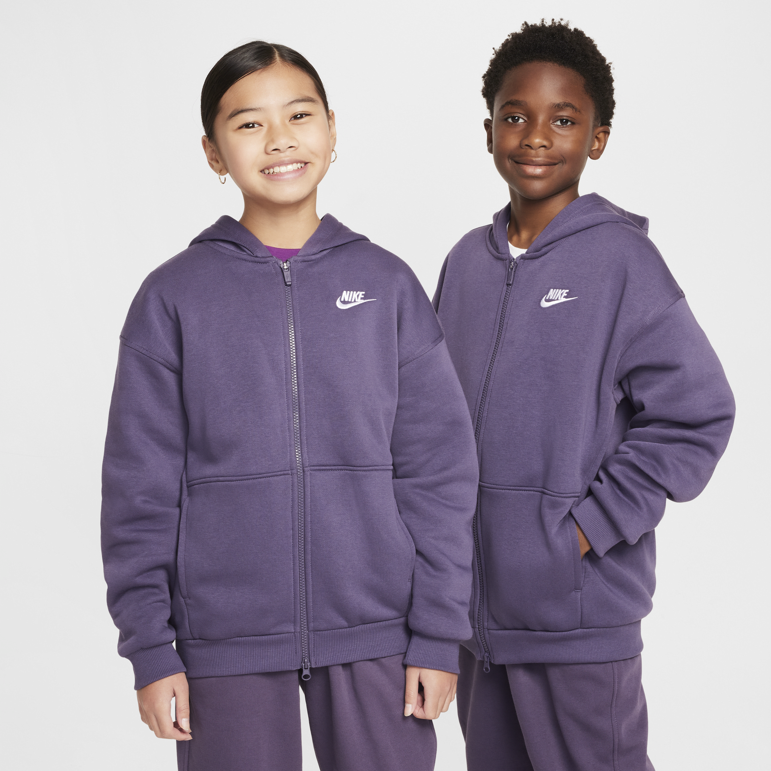 Nike Sportswear Club Fleece oversized hoodie met rits voor kids - Paars