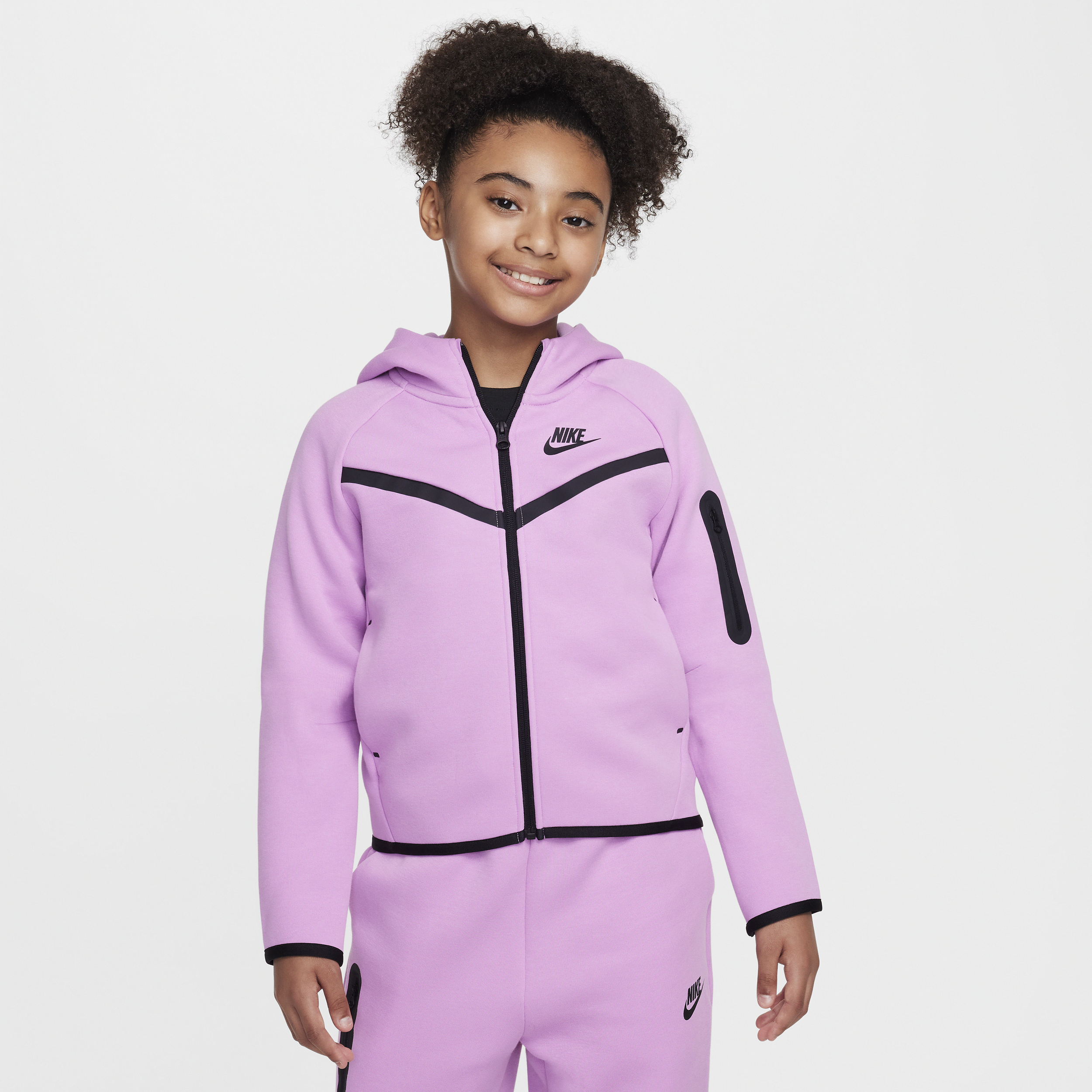 Nike Sportswear Tech Fleece Hoodie met rits over de hele lengte voor meisjes - Roze