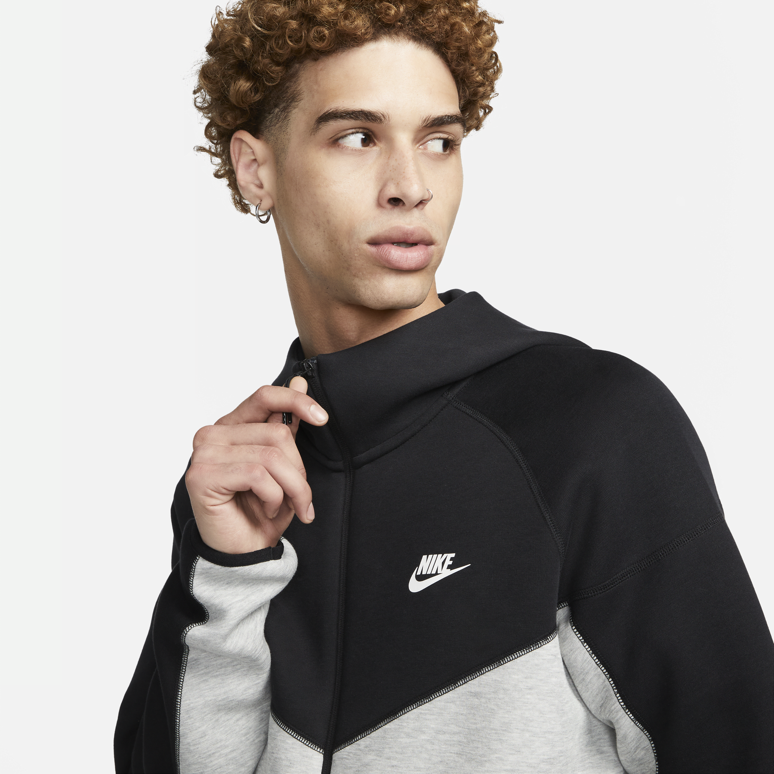 Sweat à capuche et zip Nike Sportswear Tech Fleece Windrunner pour homme - Gris