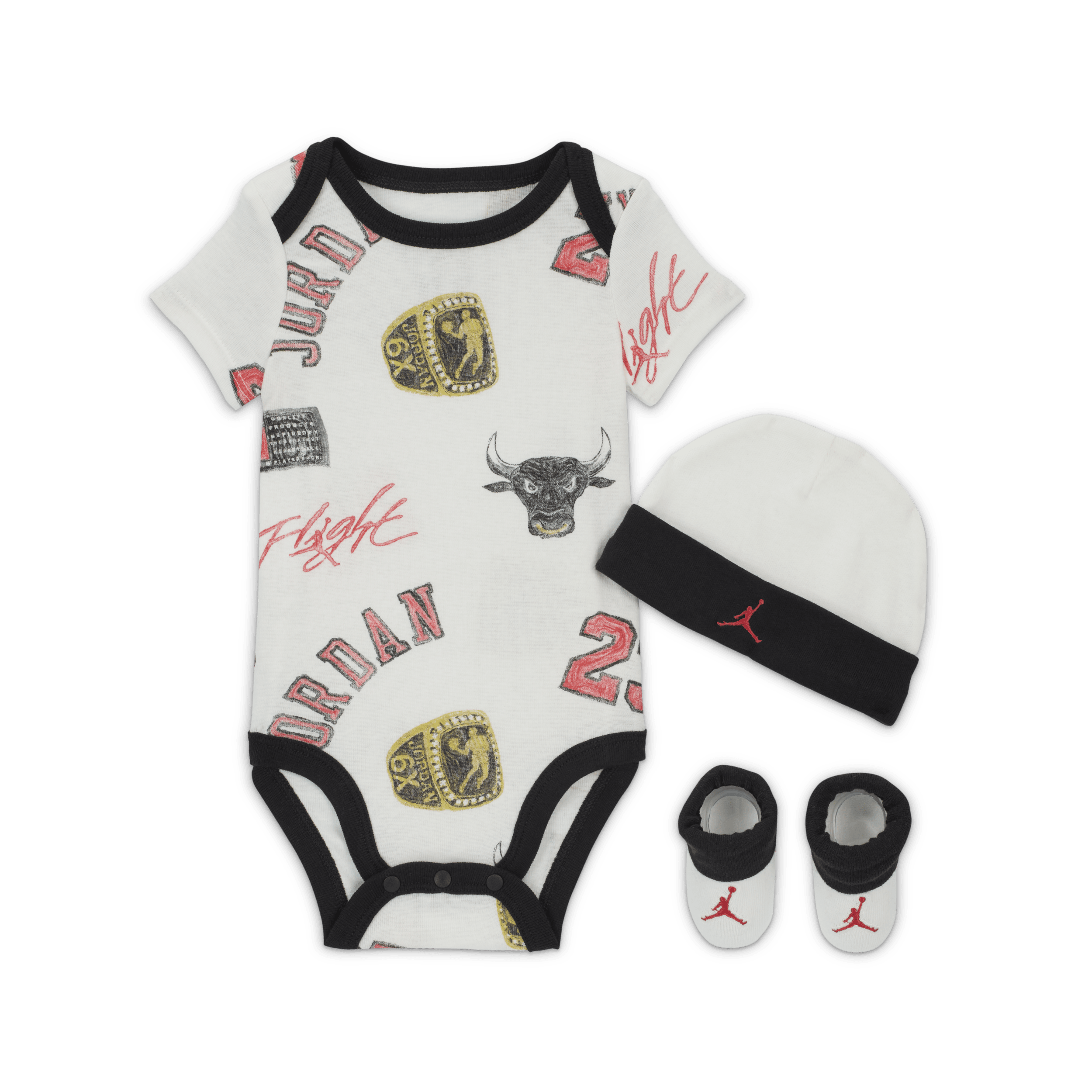 Ensemble trois pièces imprimé Jordan MJ Essentials pour bébé - Blanc