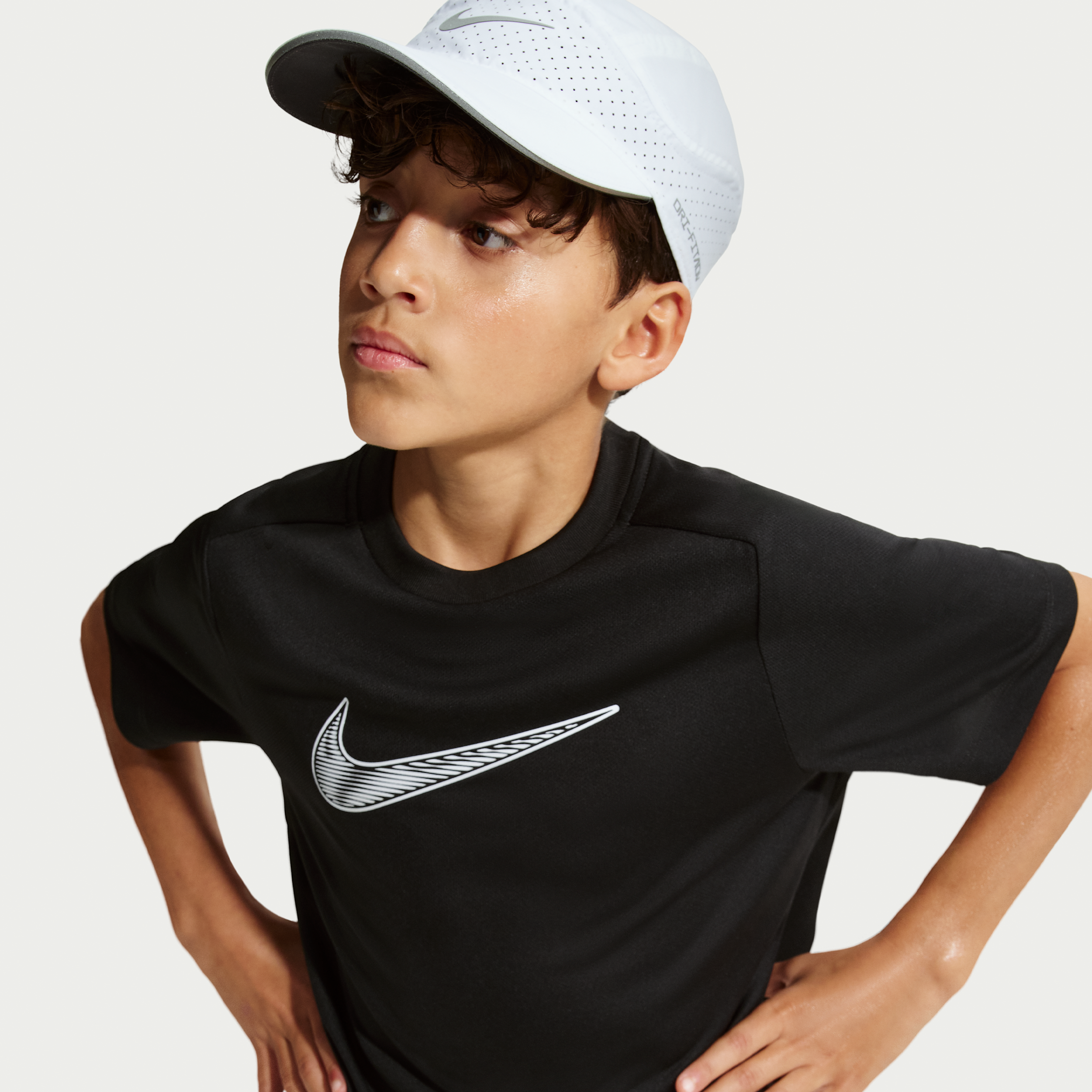 Nike Multi Older Kids (Boys) Dri-FIT Short-Sleeve Training Top - Black - Polyester