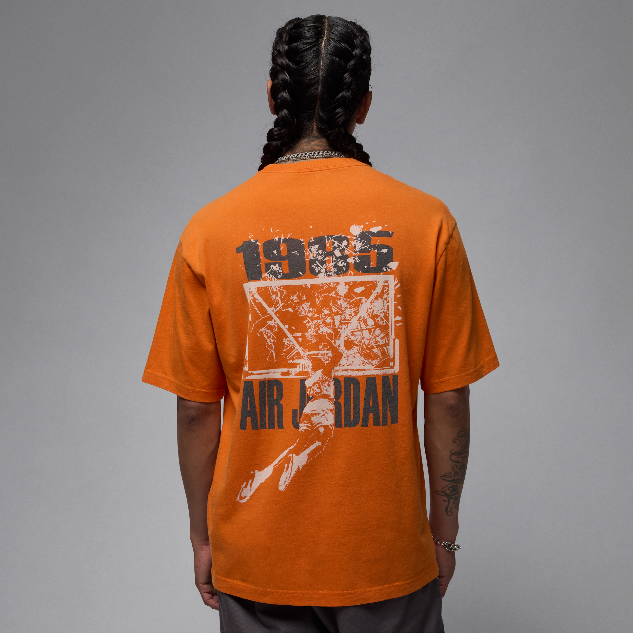 Nike Jordan Brooklyn Mens Oversized Graphic T-Shirt - Orange - Cotton