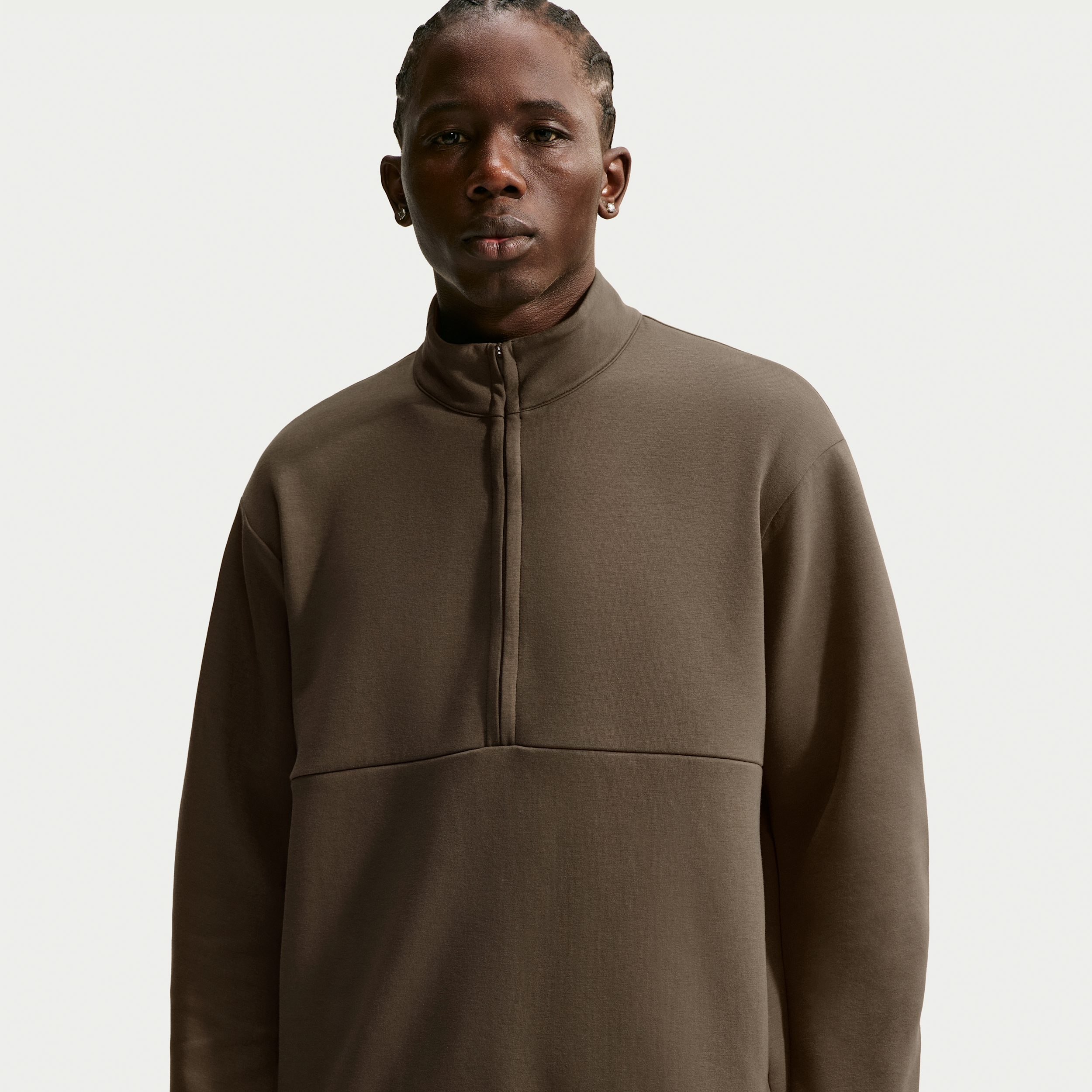 Nike 24.7 ImpossiblySoft Dri-FIT-trøje med 1/2 lynlås til mænd - brun