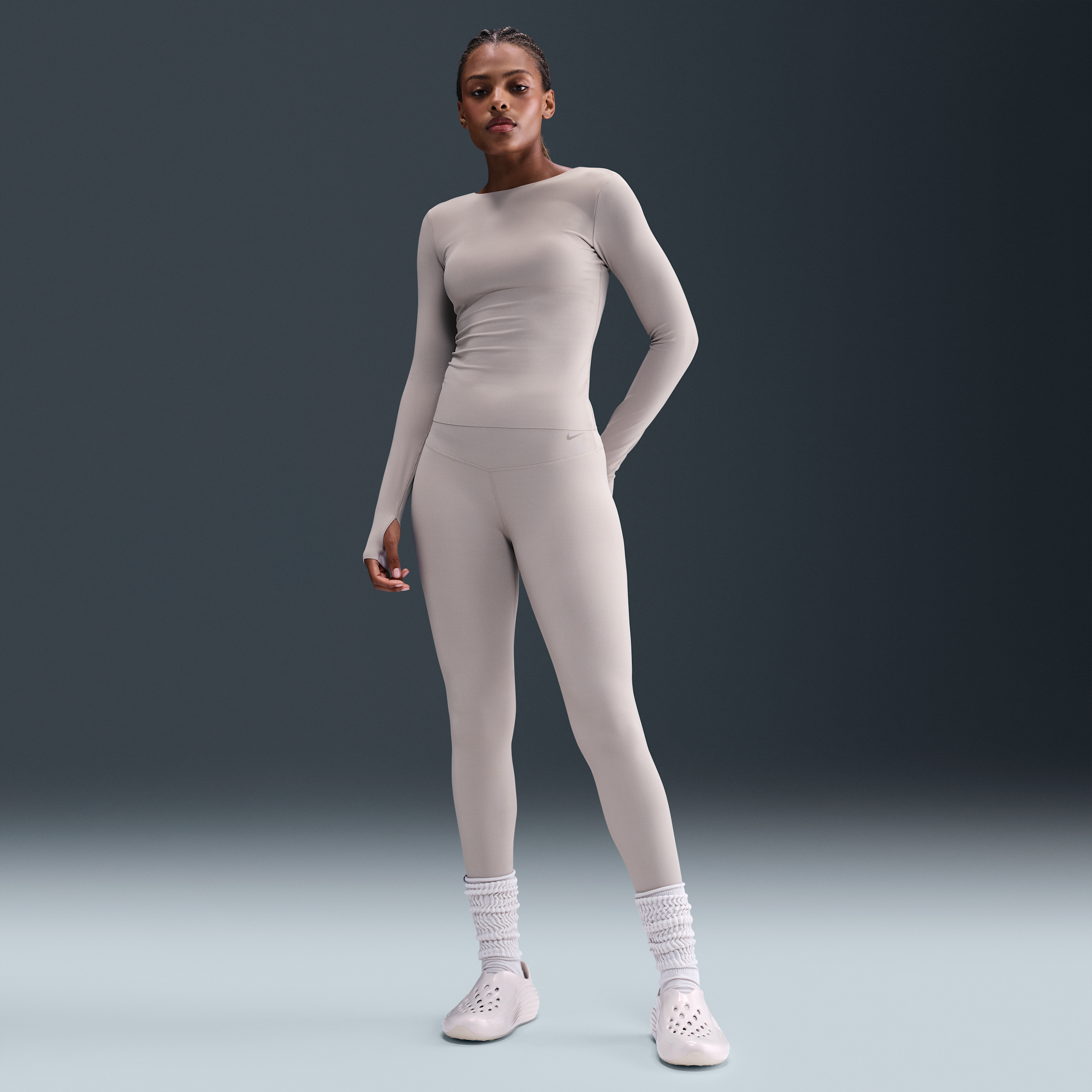 Thumbnail - Nike Zenvy 7/8-Leggings mit hohem Bund (Damen) - Grau