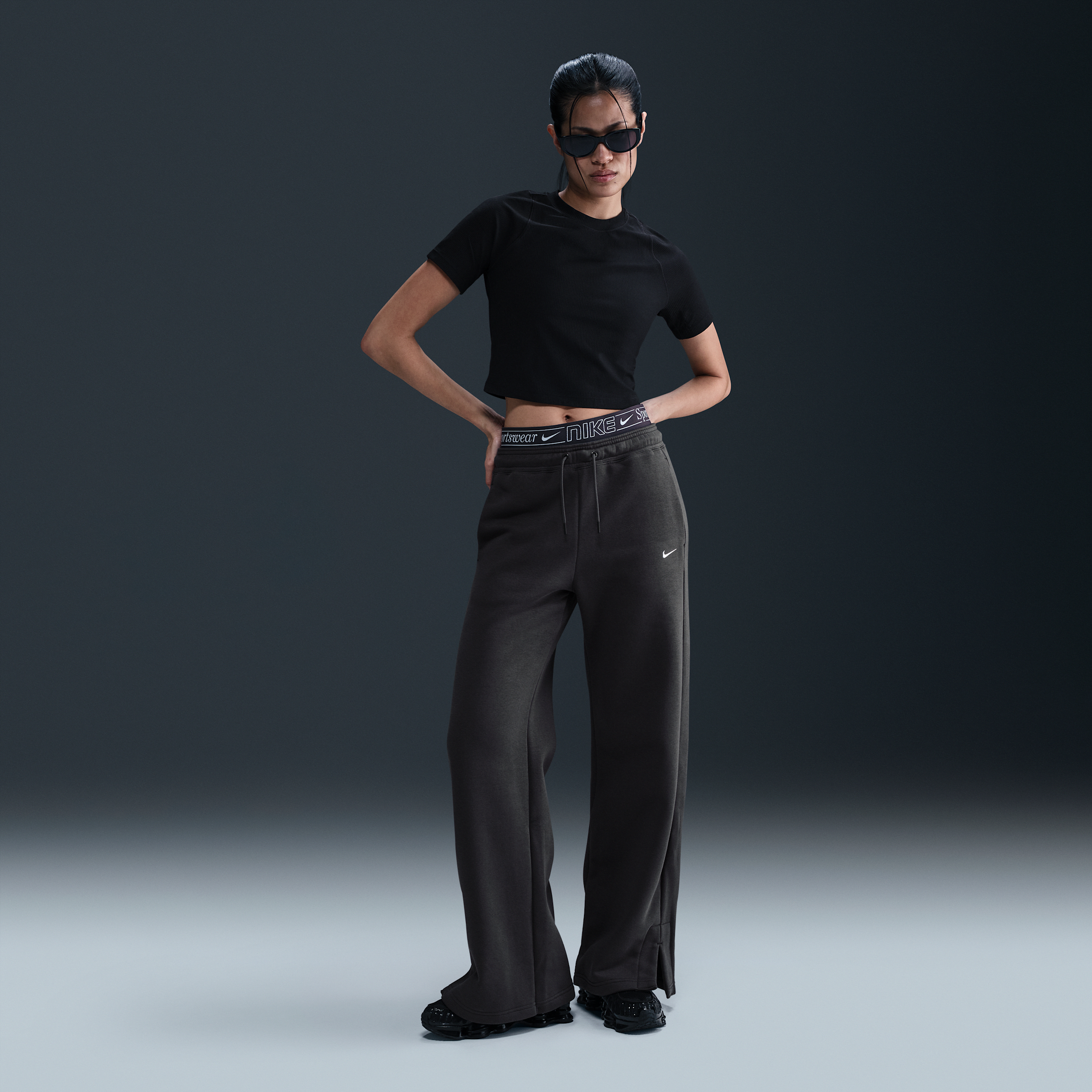 Pantalon de survêtement taille haute Nike Sportswear Phoenix Fleece pour femme - Gris