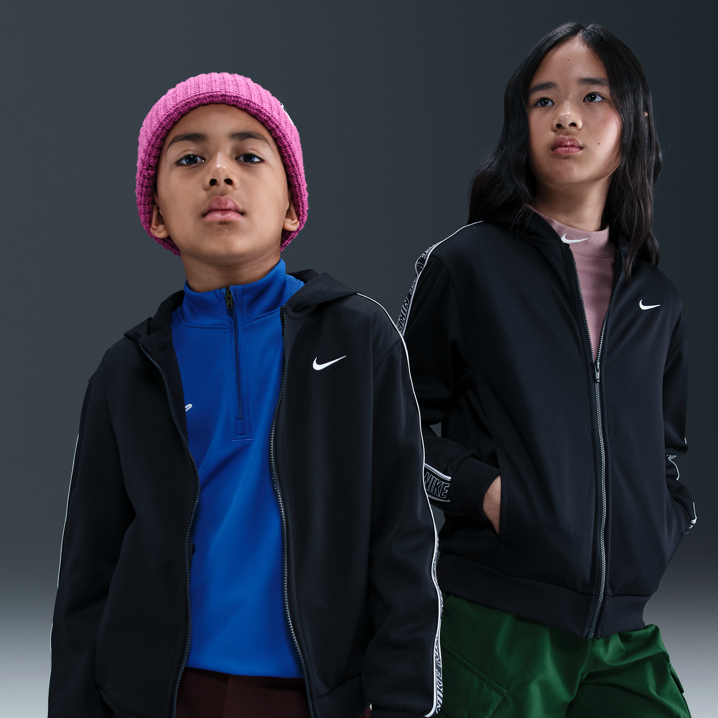 Nike Club Older Kids Dri-FIT Full-Zip Hoodie - Black - Polyester