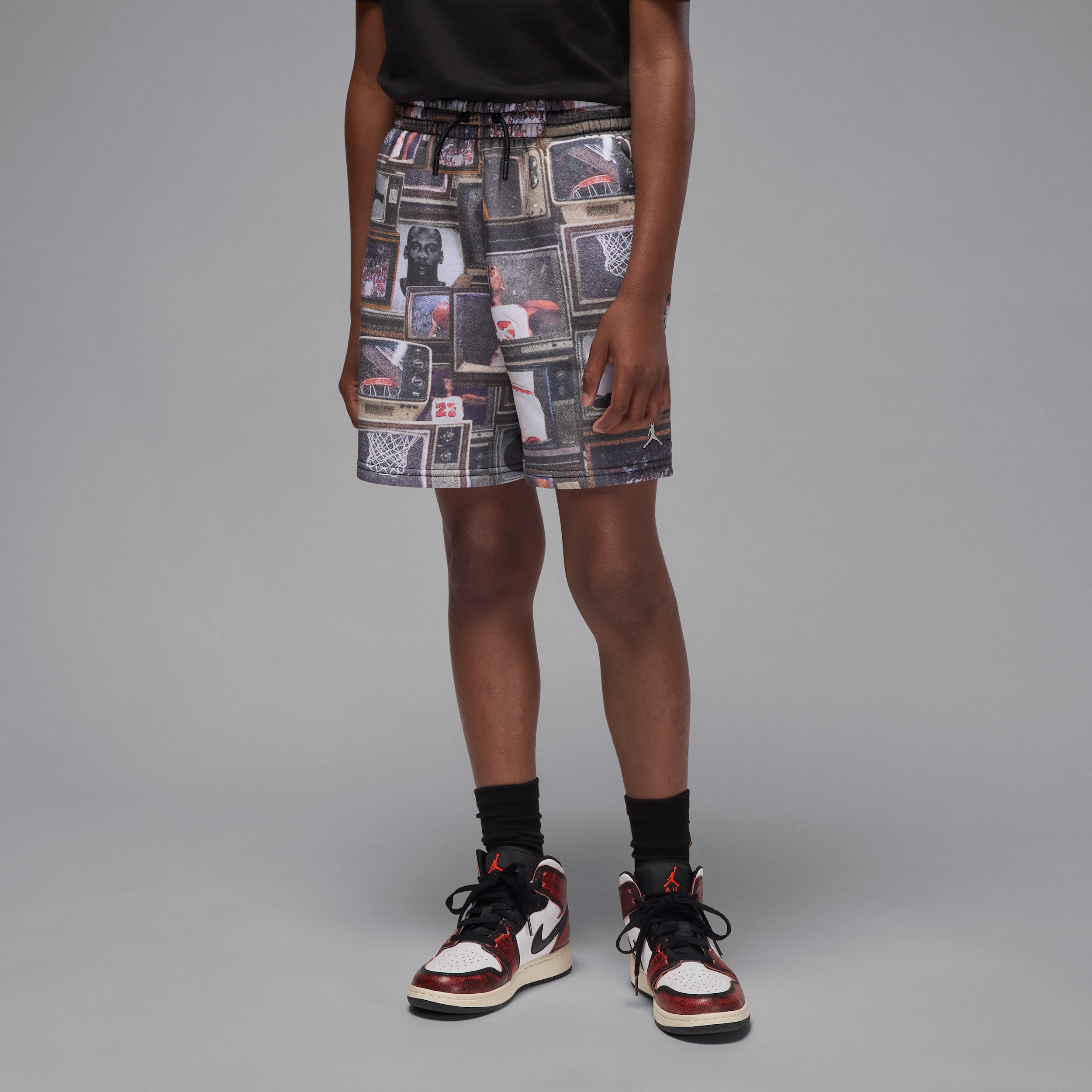 Jordan Brooklyn fleeceshorts met print voor kids - Zwart