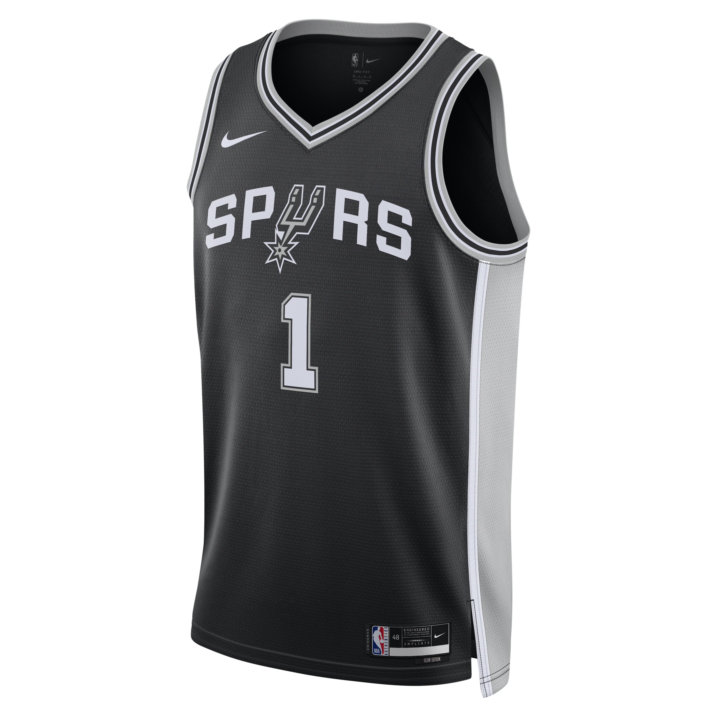 Nike San Antonio Spurs Icon Edition 2022 23 Dri-FIT Swingman NBA-jersey voor heren Zwart