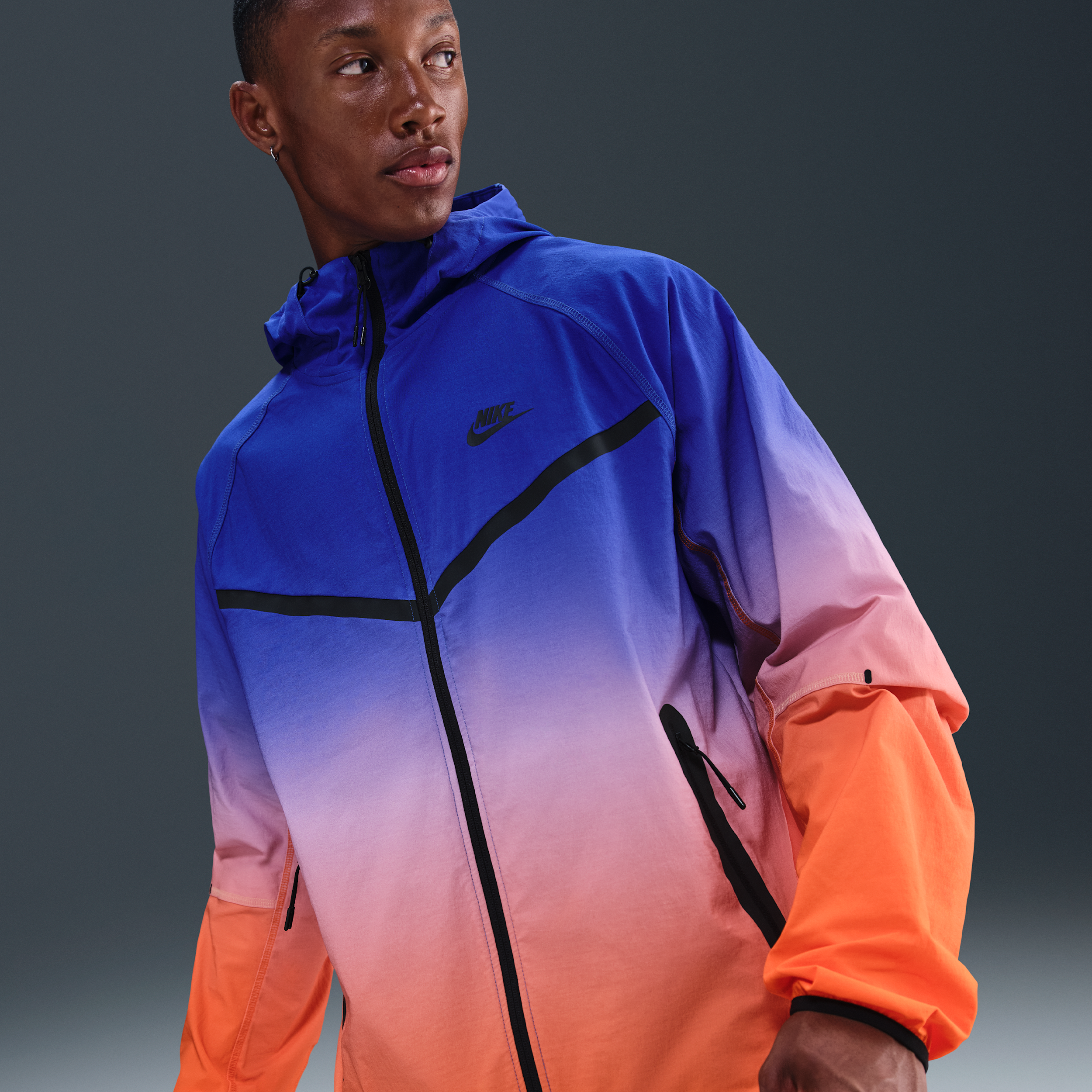 Nike Tech Mens Woven Full-Zip Jacket - Blue - Nylon/Elastane