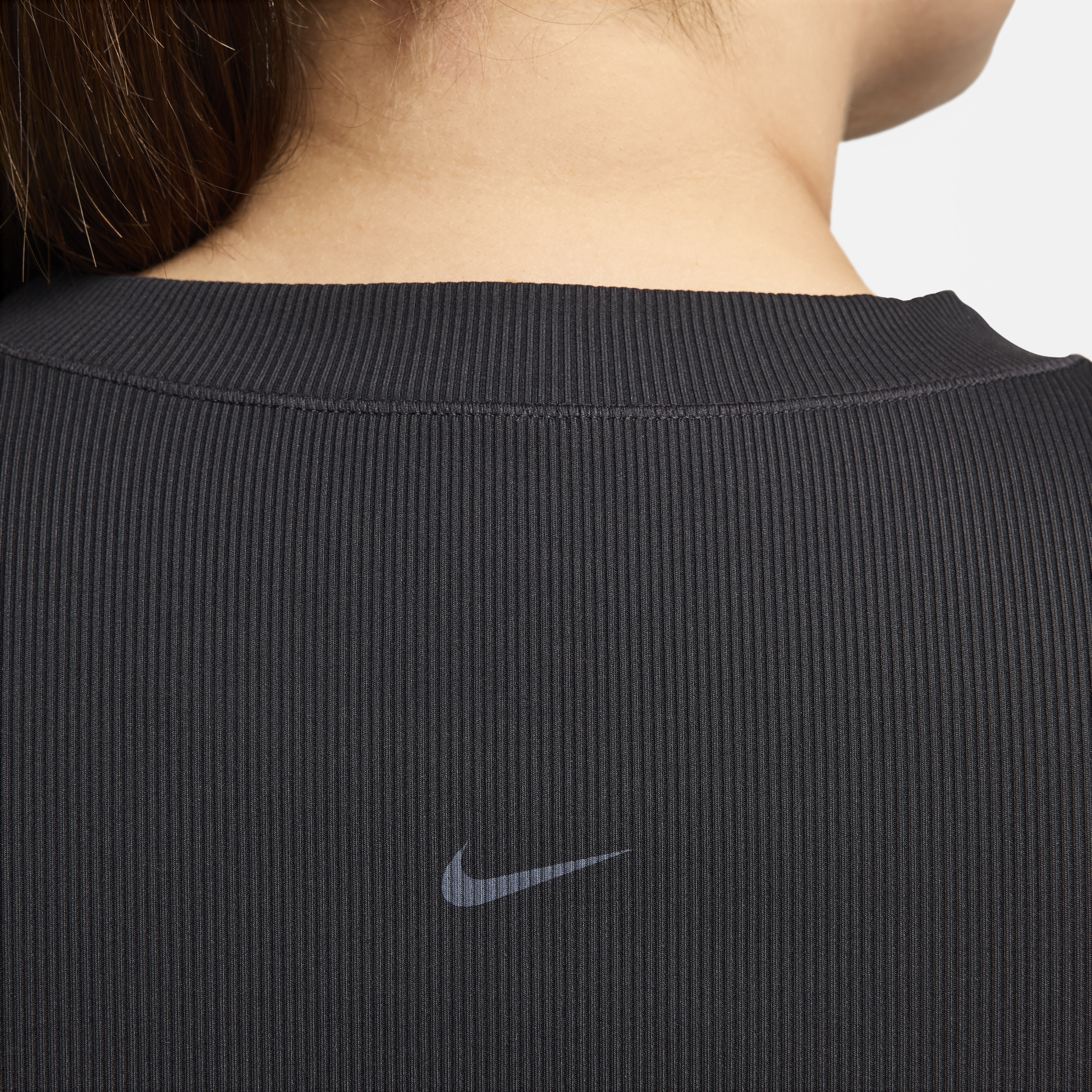 Nike Zenvy Rib Dri-FIT korte damestop met korte mouwen (Plus Size) Zwart