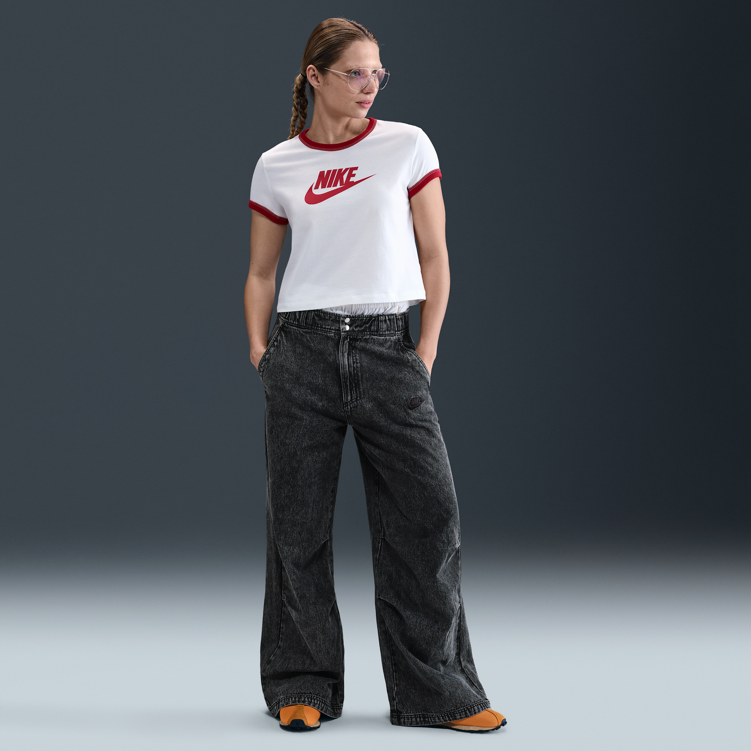 Nike Sportswear geweven denim damesbroek - Zwart
