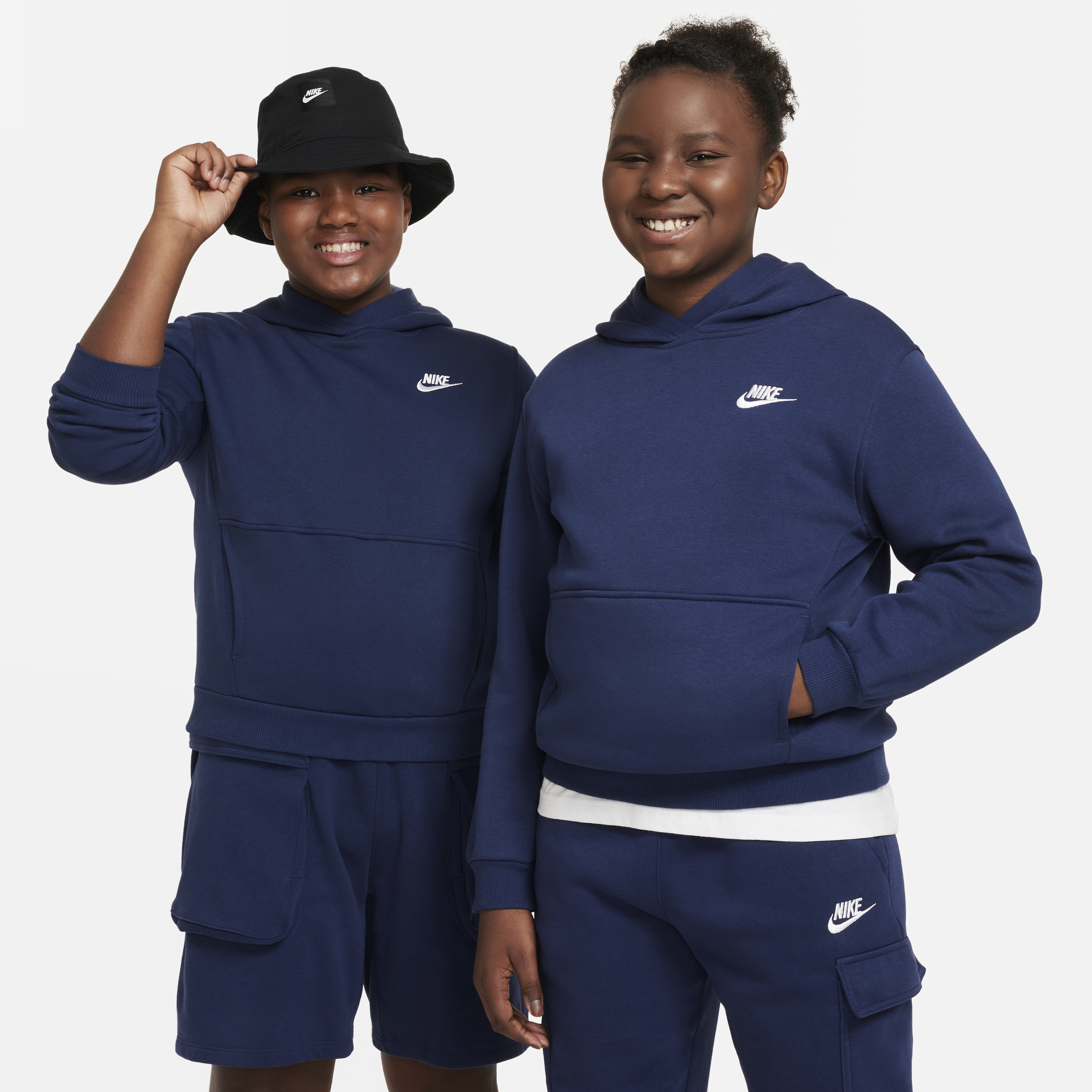 Nike Sportswear Club Fleece Older Kids Pullover Hoodie (Extended Size) - Blue - Cotton/Polyester