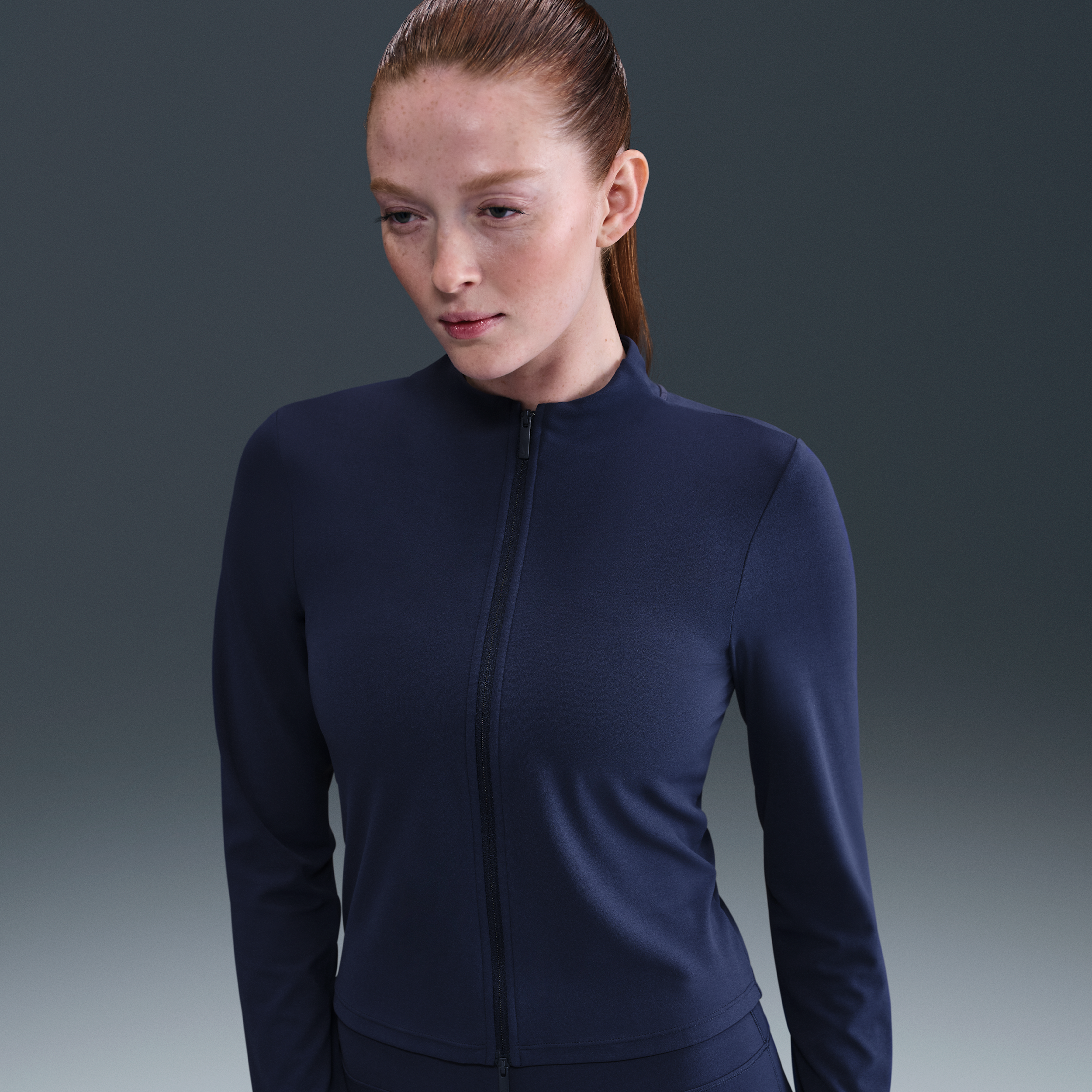 Thumbnail - Nike Zenvy Dri-FIT Longsleeve mit durchgehendem Reißverschluss (Damen) - Blau