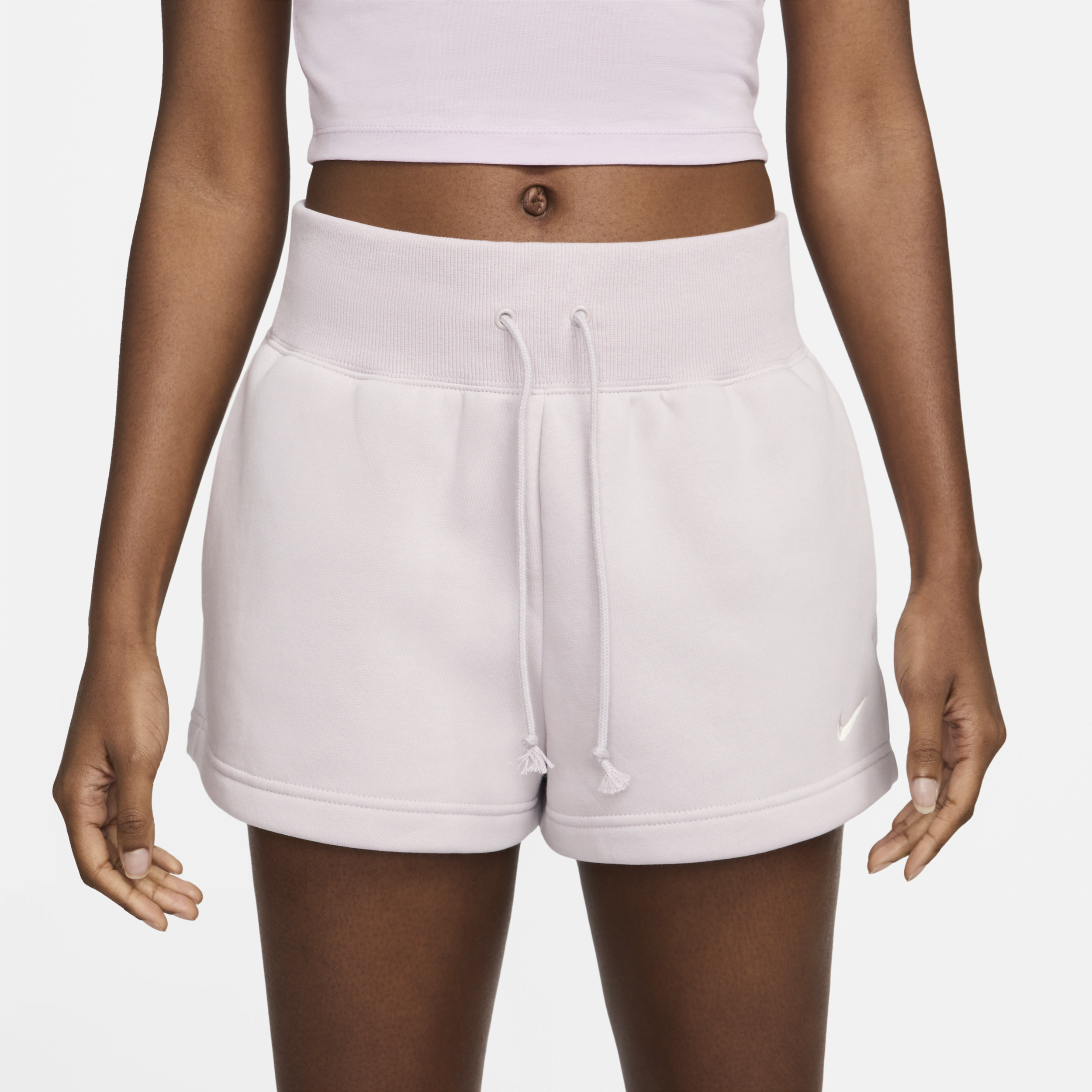 Nike Sportswear Phoenix Fleece damesshorts met ruimvallende pasvorm en hoge taille Paars