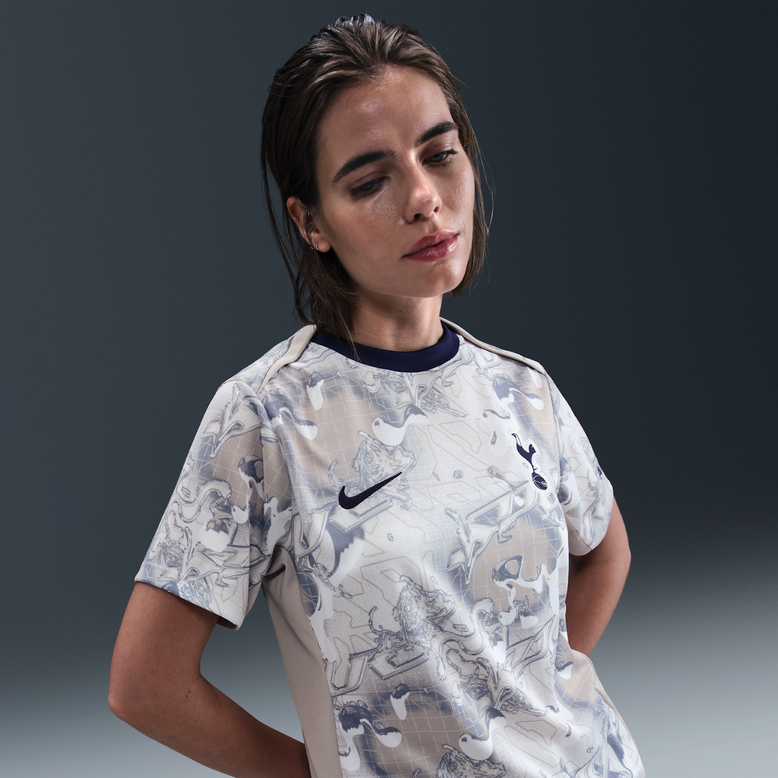 Tottenham Hotspur Academy Pro Home Womens Nike Dri-FIT Football Pre-Match Short-Sleeve Top - White - Polyester
