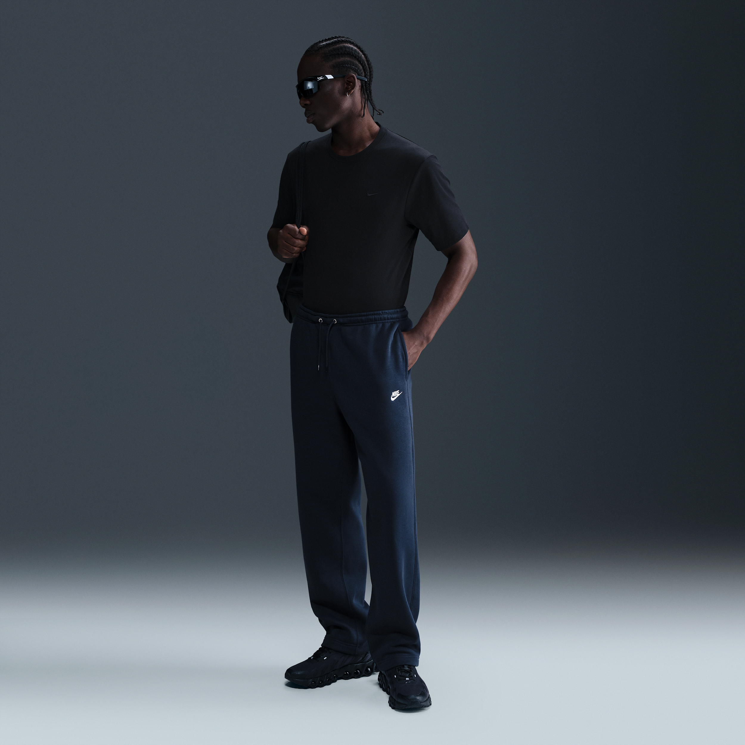 Thumbnail - Nike Club Fleece-Hose mit offenem Saum (Herren) - Blau