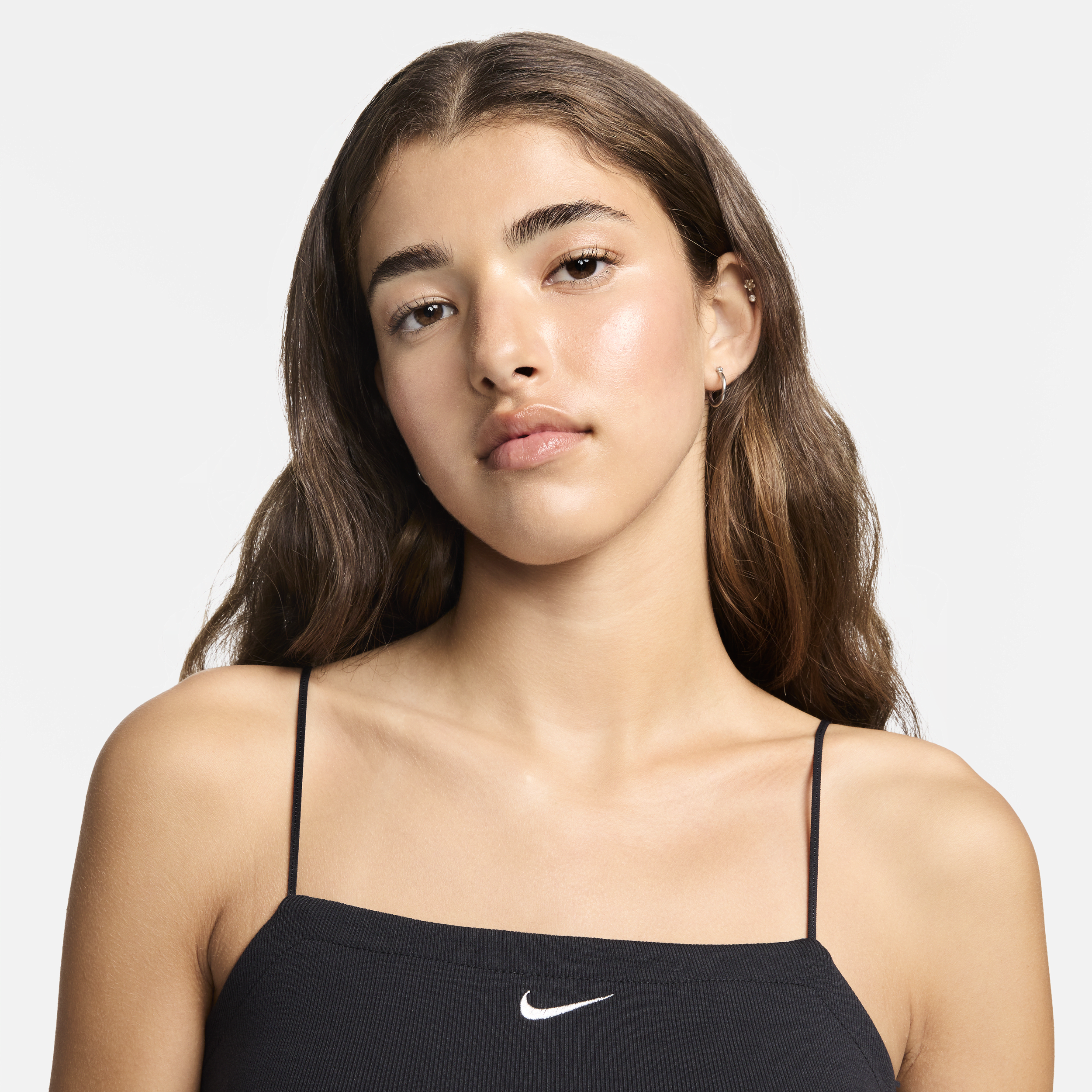 Nike Sportswear Chill Knit strakke cami jurk met mini-ribbels Zwart