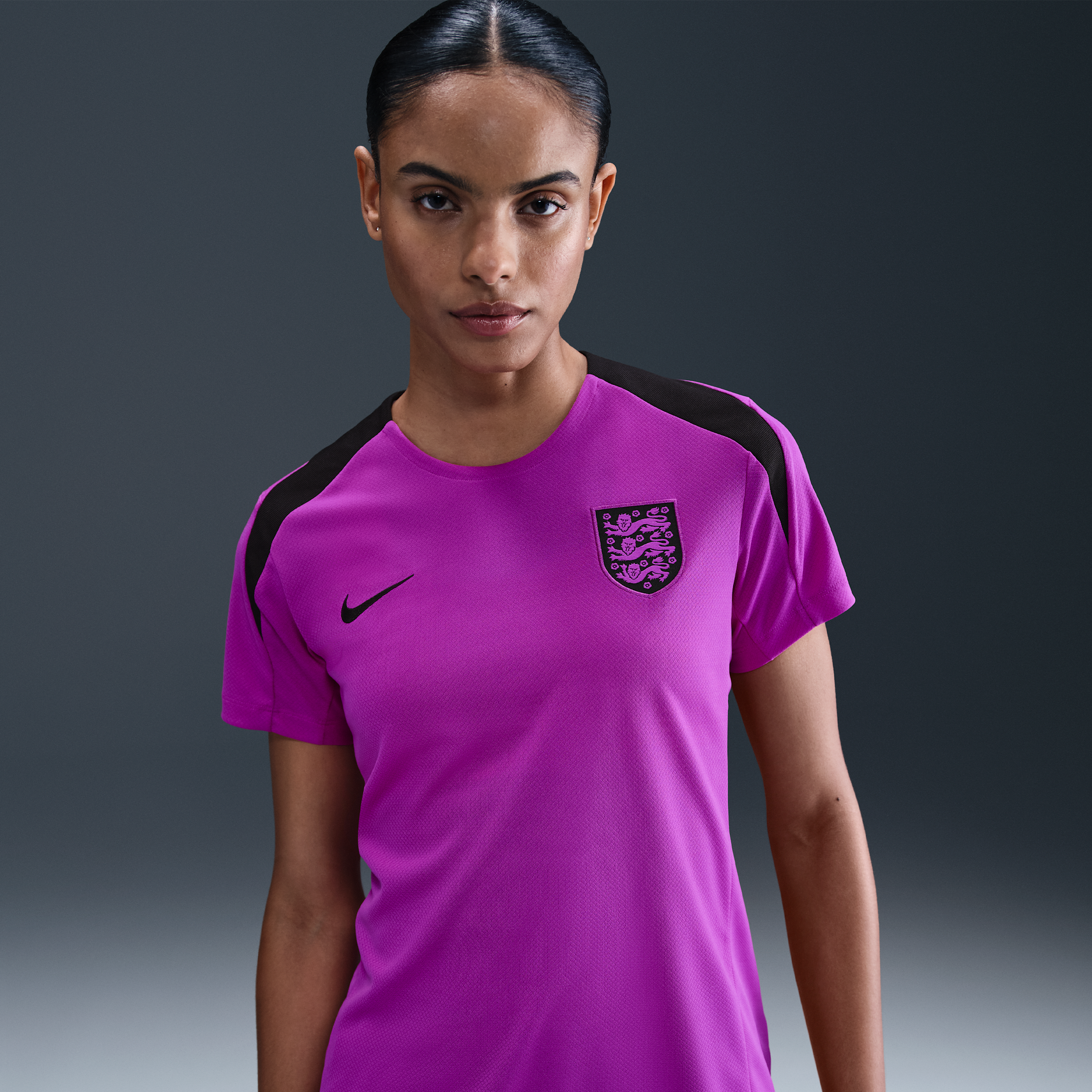 England Strike Nike Dri-FIT-fodboldtrøje med korte ærmer til kvinder - lilla