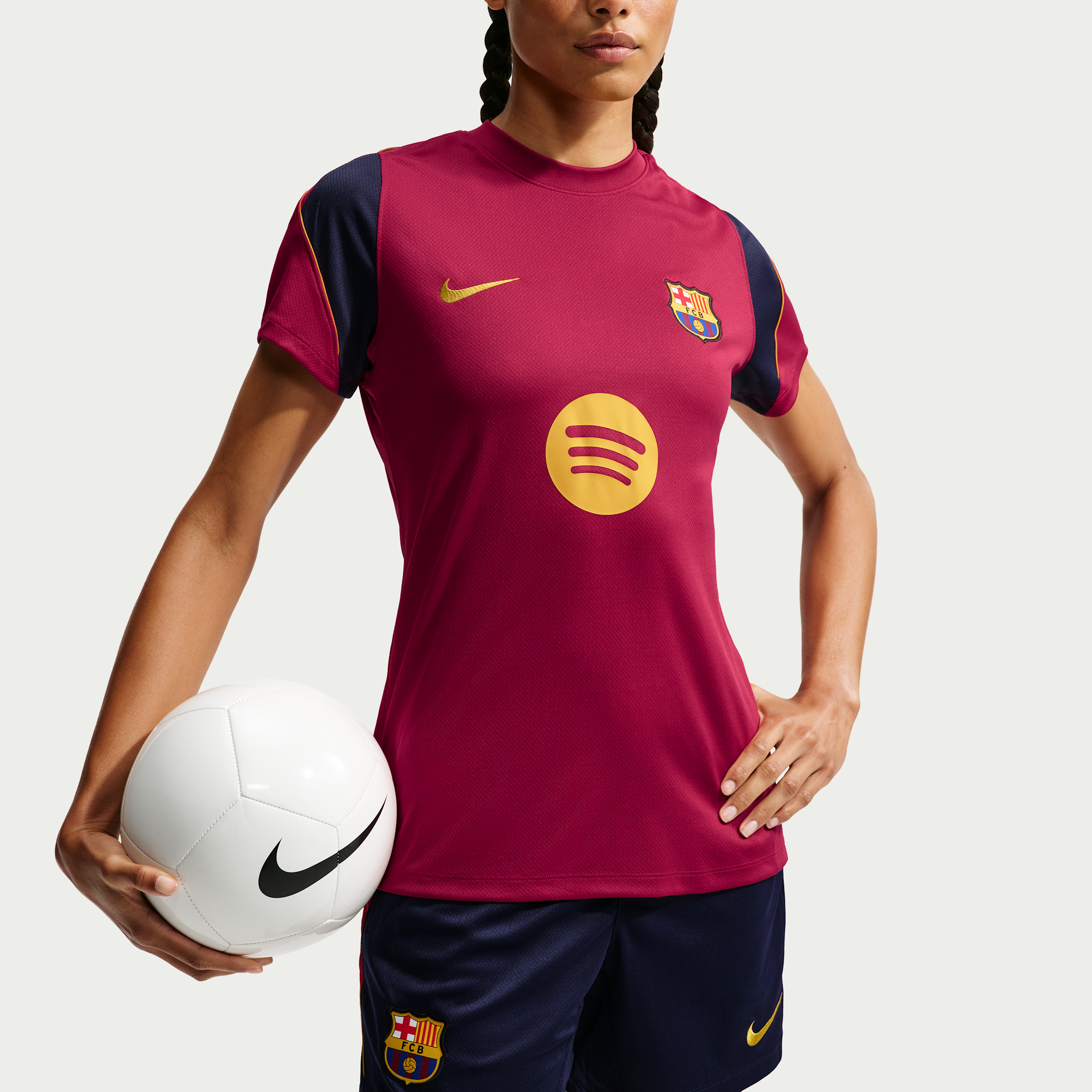 Kortærmet FC Barcelona Strike Nike Dri-FIT-fodboldtrøje til kvinder - rød