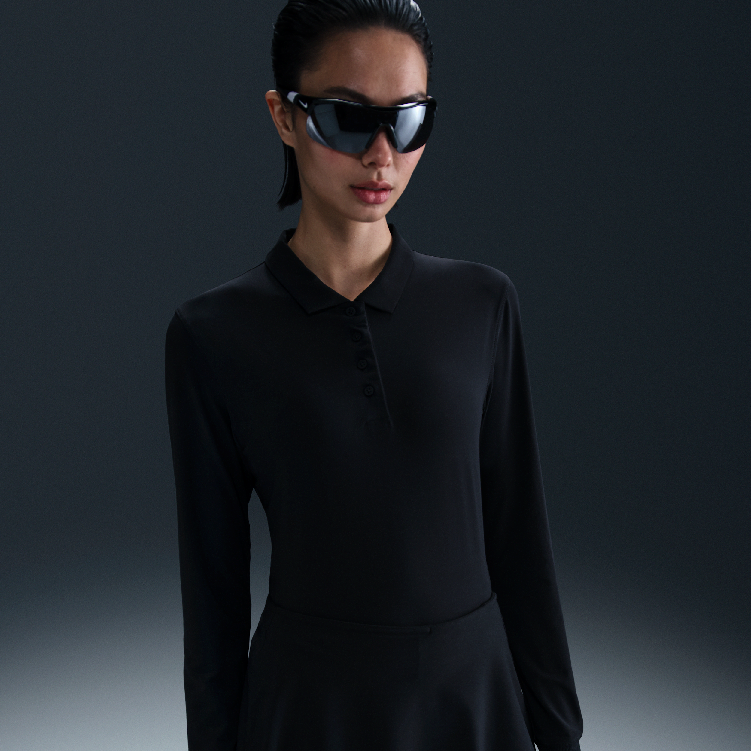 Thumbnail - Nike Victory Longsleeve-Poloshirt mit Dri-FIT-Technologie (Damen) - Schwarz