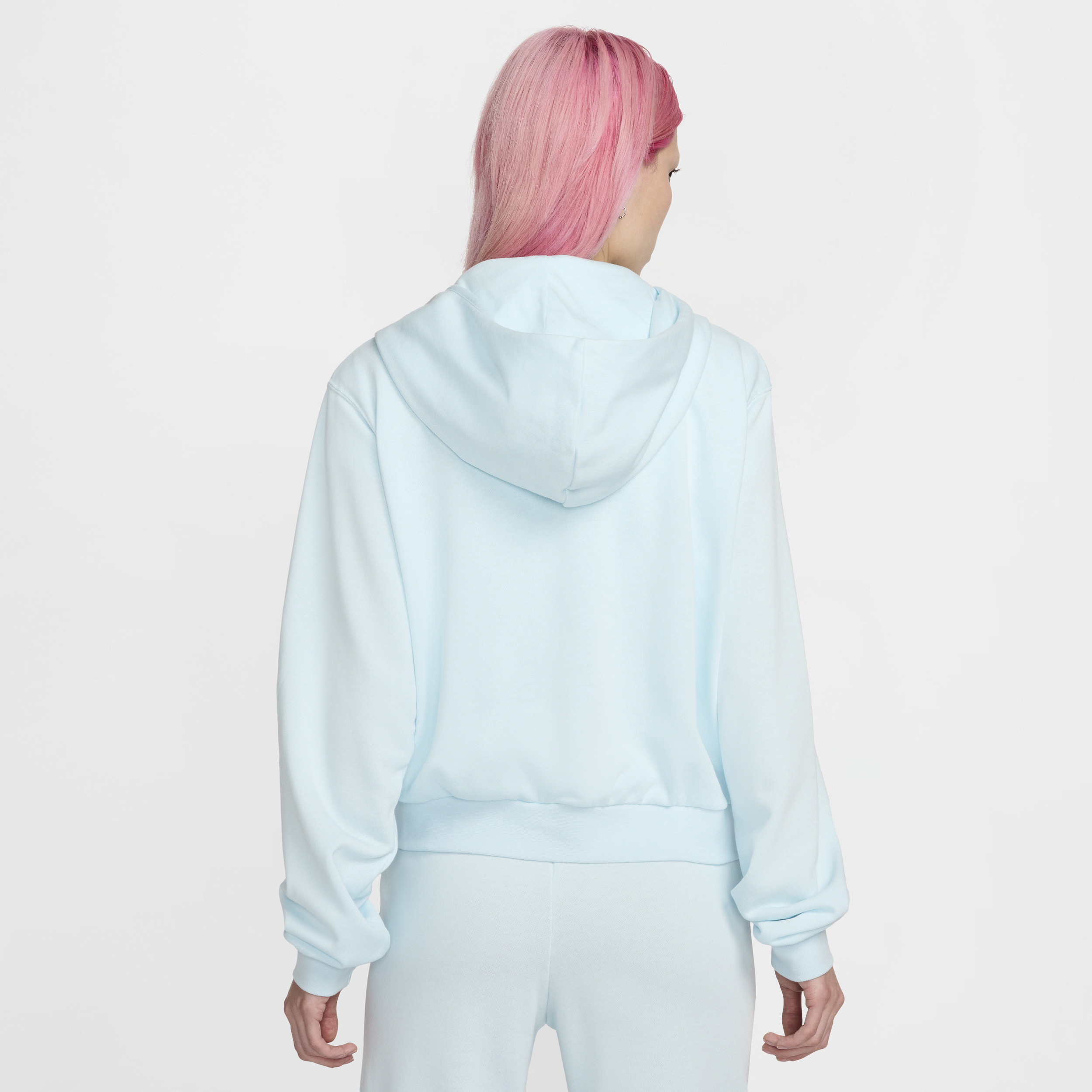 Sweat à capuche en molleton à zip et coupe ample Nike Sportswear Chill Terry pour femme - Bleu