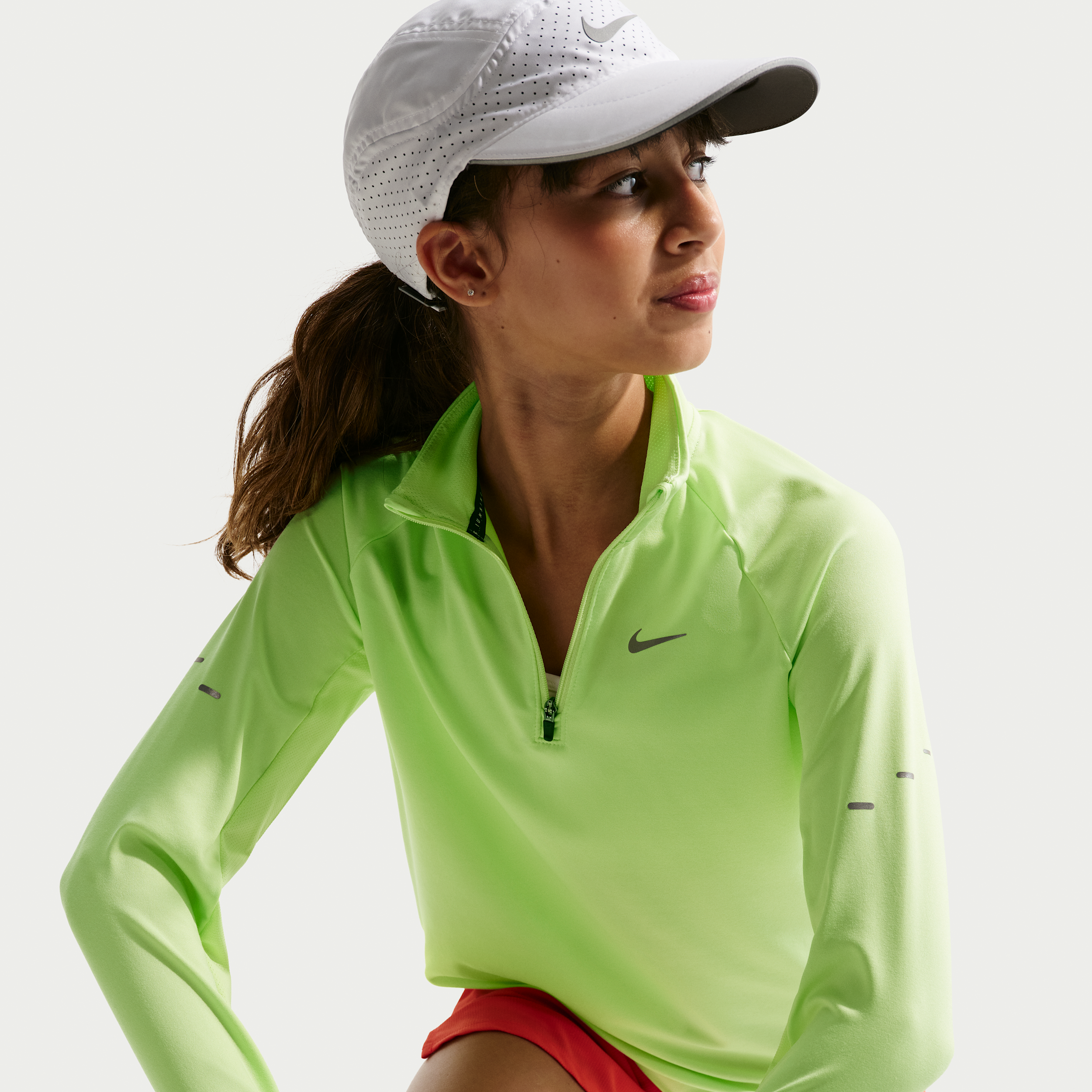 Thumbnail - Nike Stride Dri-FIT-Oberteil mit Halbreißverschluss (Kinder) - Grün