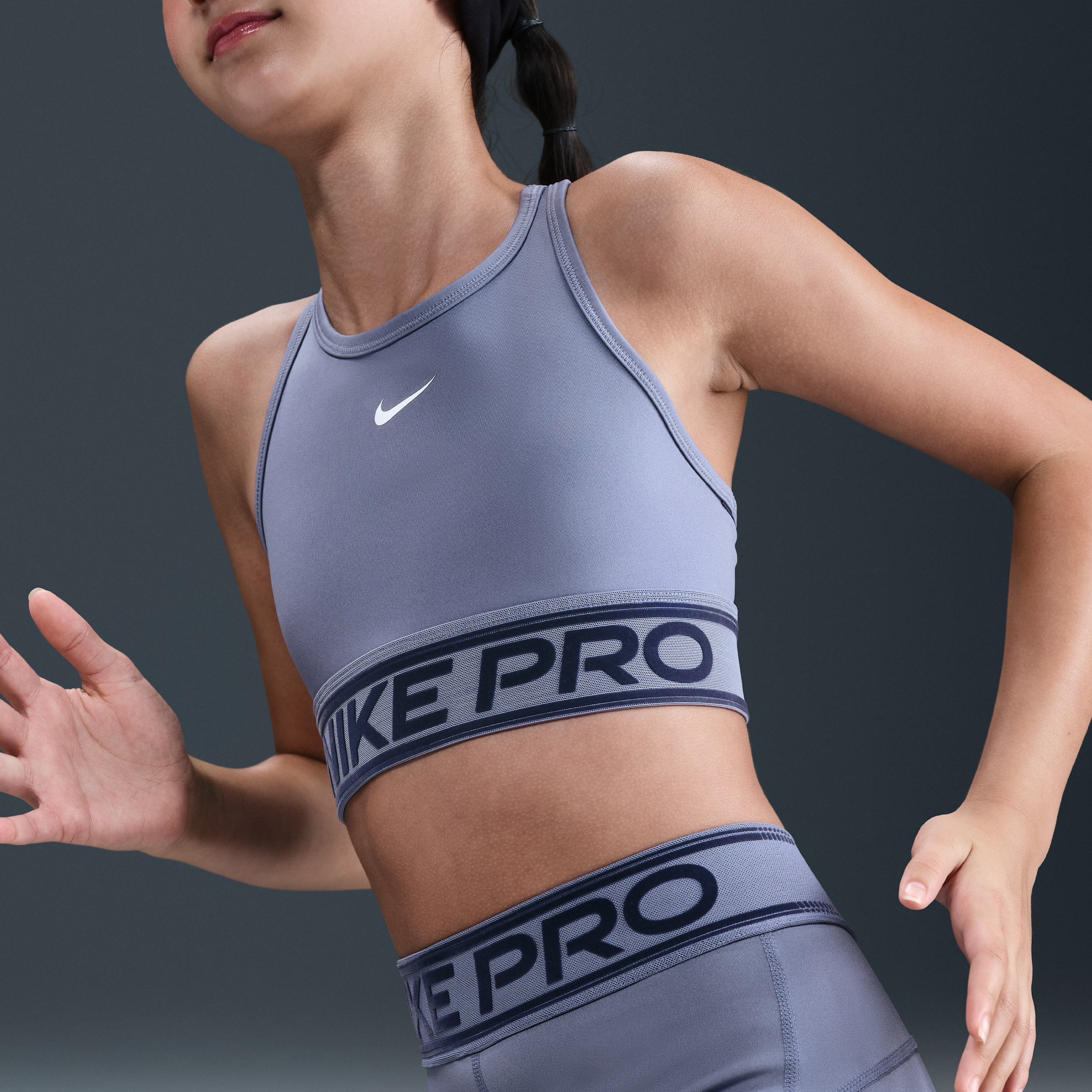 Thumbnail - Nike Pro Swoosh Sport-BH (ältere Kinder) (Mädchen) - Blau