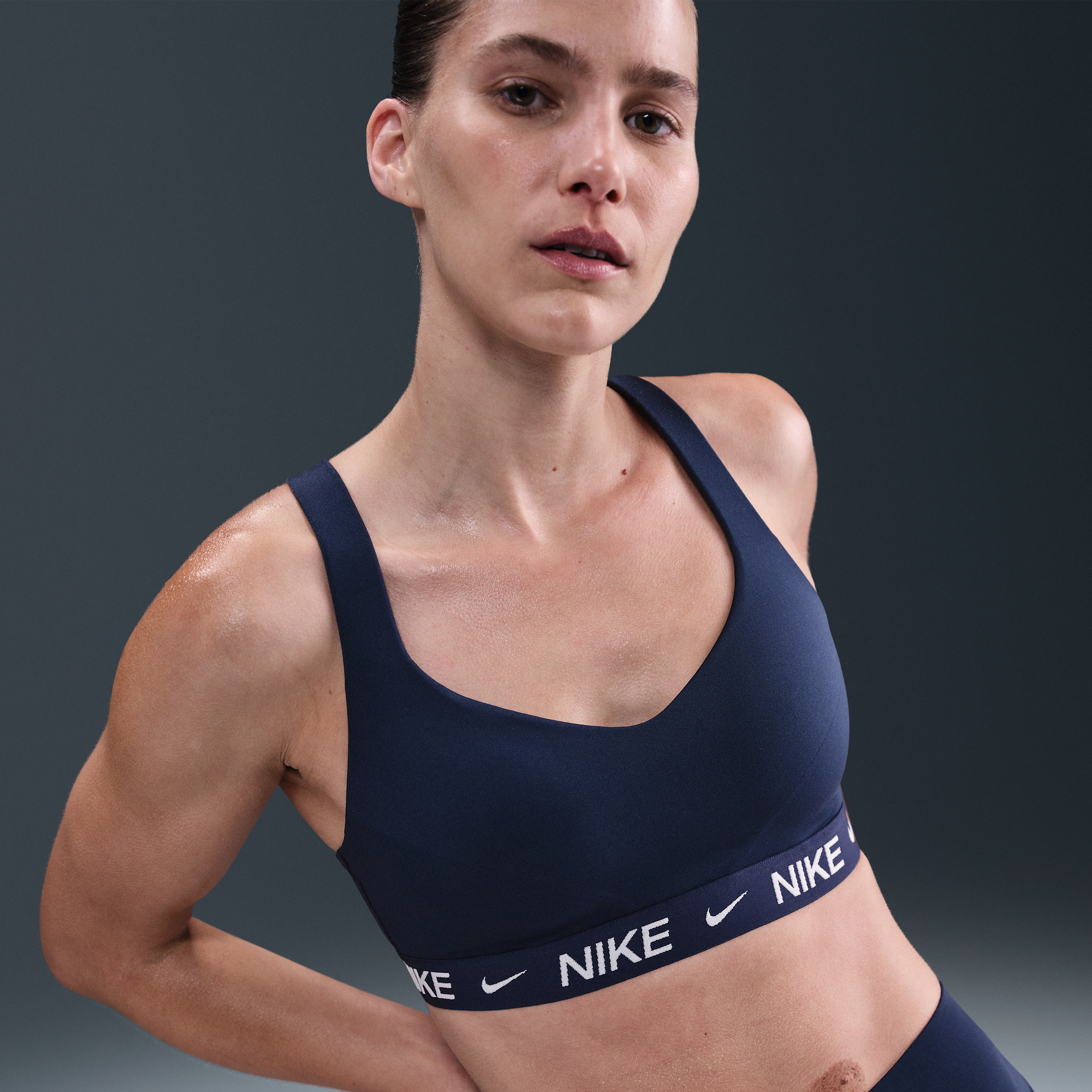Nike Indy High-Support Womens Padded Adjustable Sports Bra - Blue - Polyester/Elastane