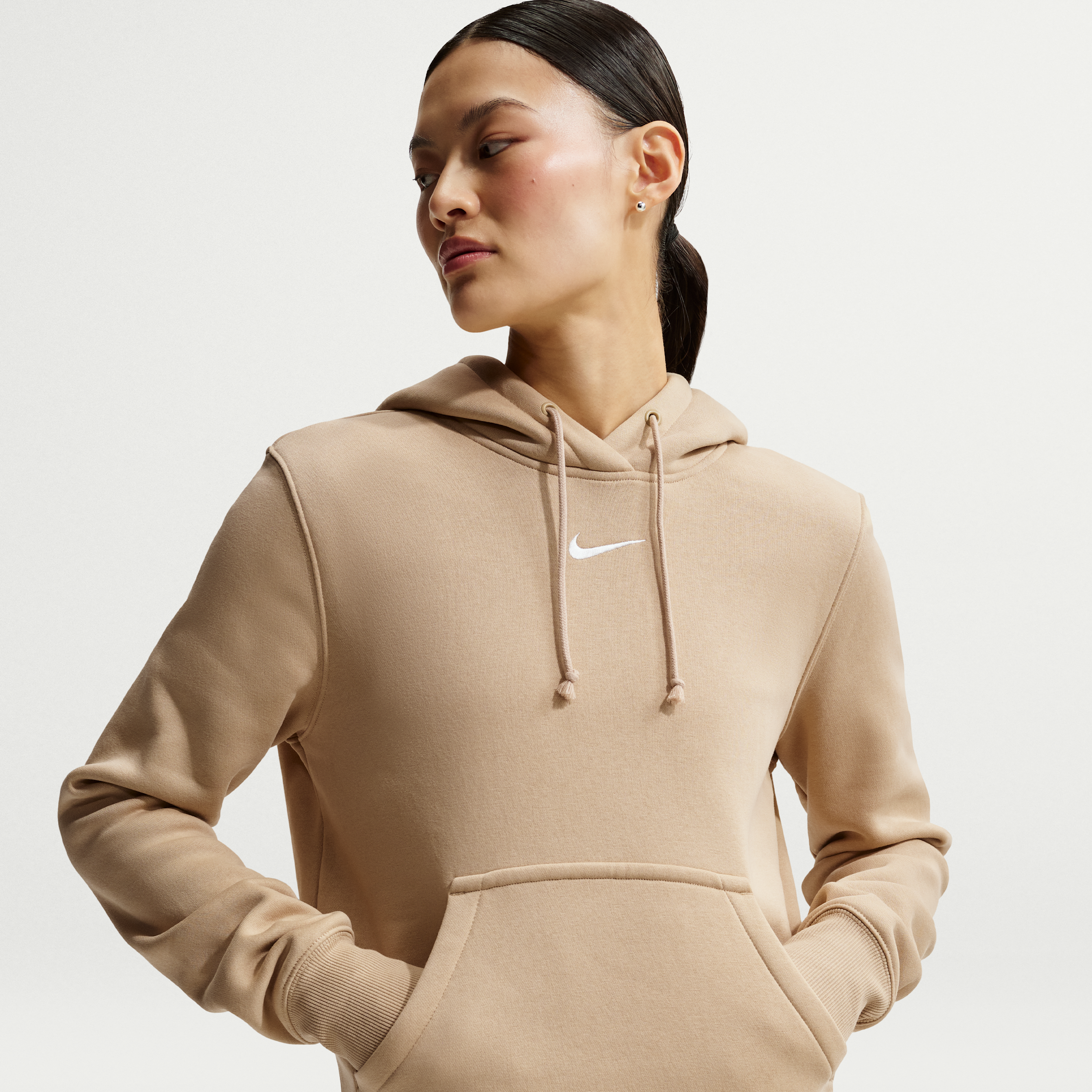Felpa pullover con cappuccio Nike Phoenix Fleece – Donna - Marrone