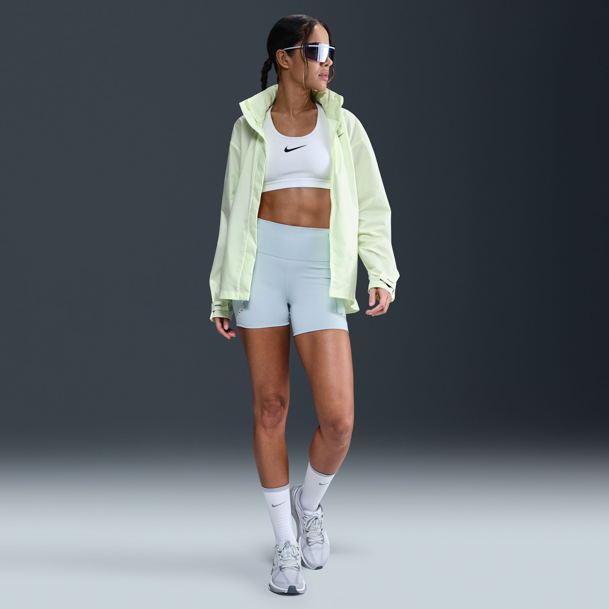 Nike Swift strakke hardloopshorts met binnenbroekje, hoge taille en zakken voor dames (10 cm) - Blauw
