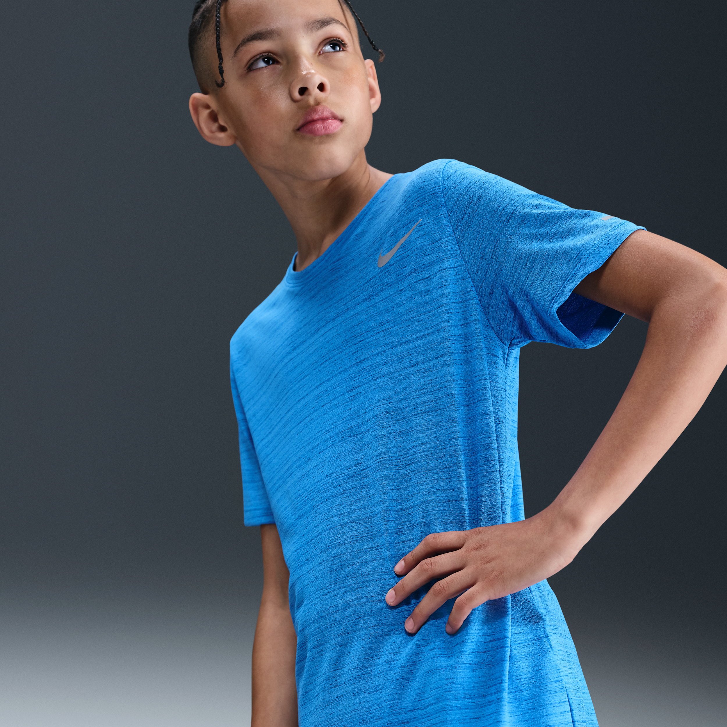 Nike Dri-FIT Miler Older Kids' (Boys') Training Top - Blue - Polyester