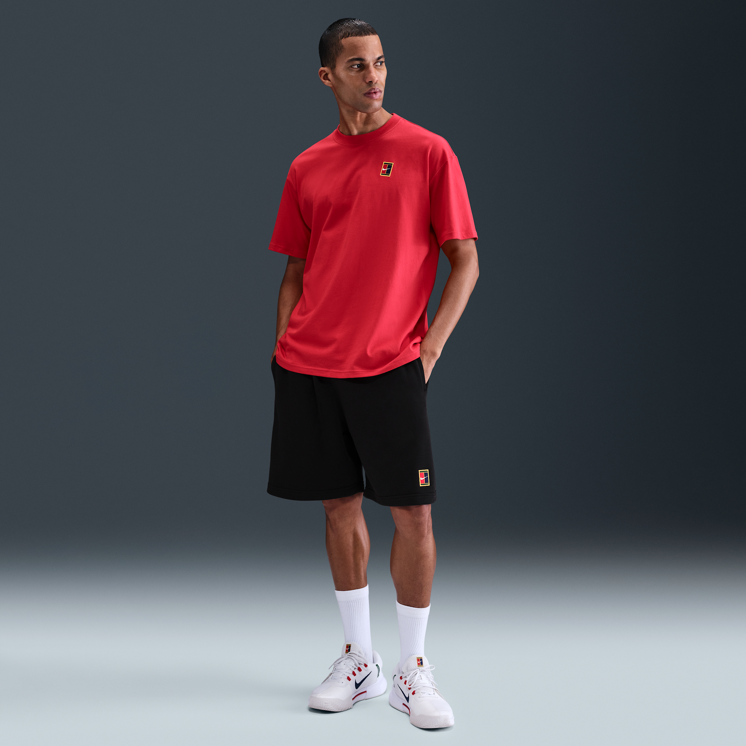Nike Court Heritage Dri-FIT tennisshorts van fleece voor heren Zwart
