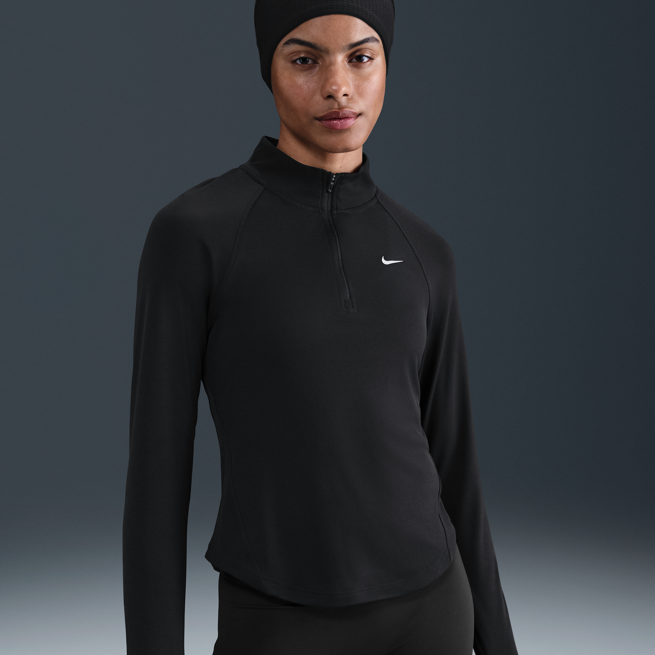Thumbnail - Nike Tempo Swoosh Run Dri-FIT Lauf-Tanktop mit Viertelreißverschluss (Damen) - Schwarz