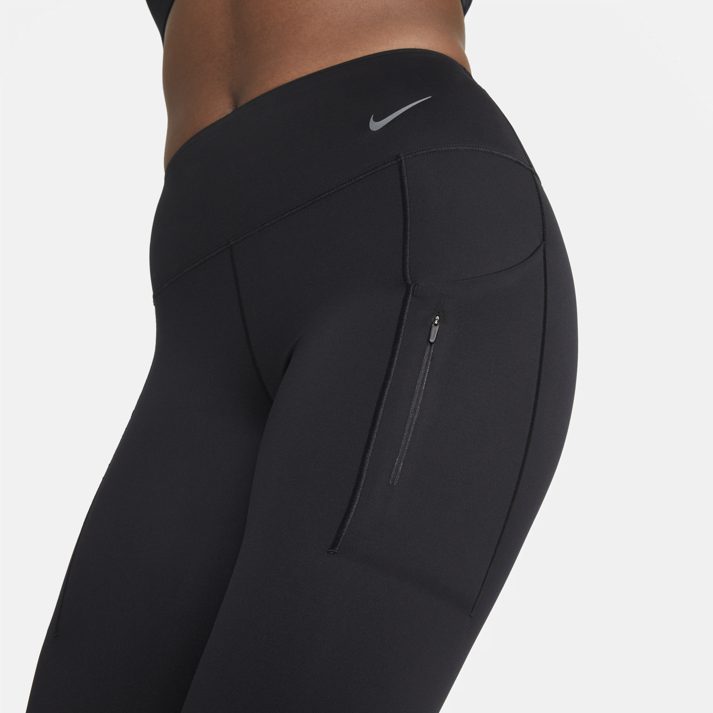 Legging taille mi-haute à maintien supérieur et coupe longue avec poches Nike Go pour femme - Noir