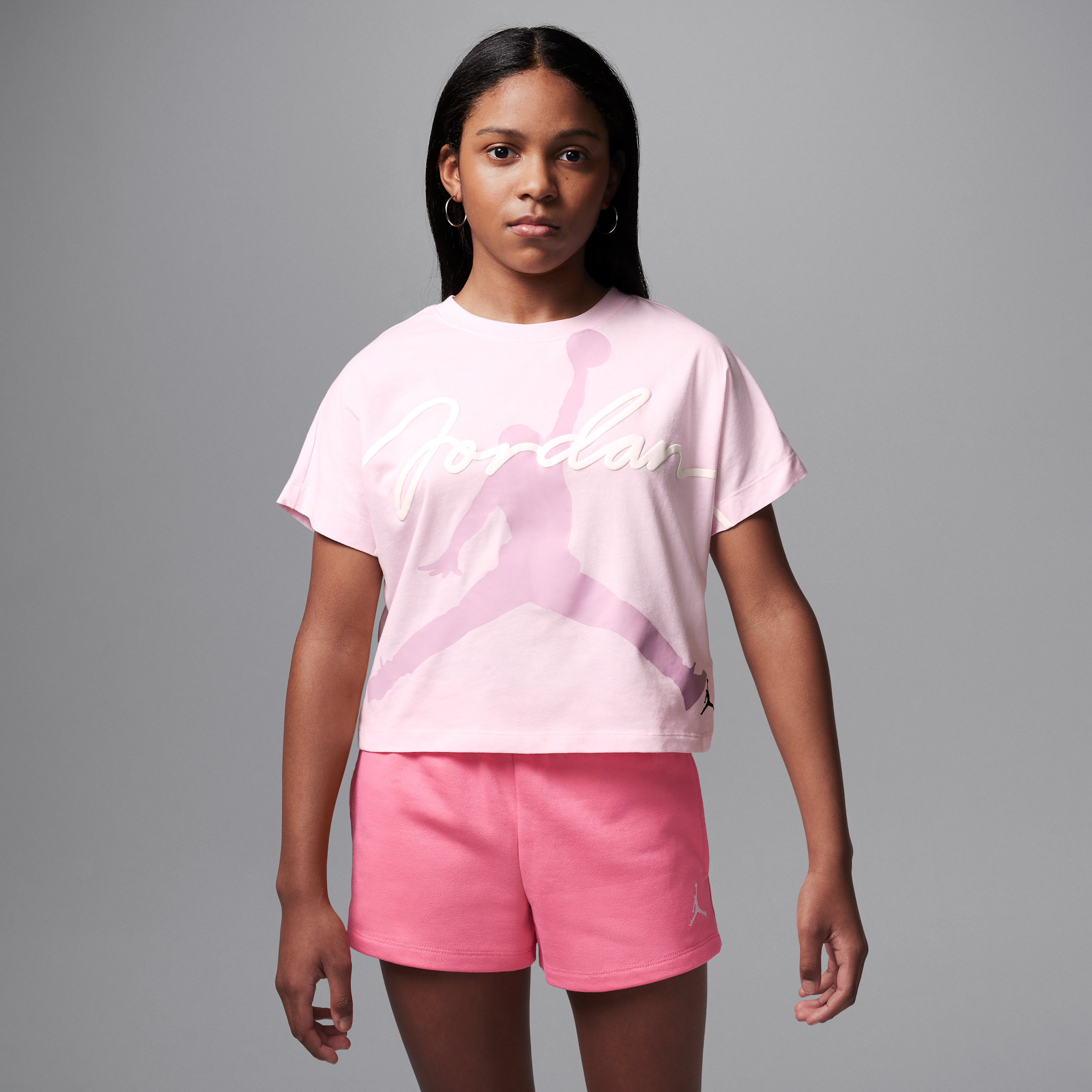 Jordan 'Hidden In Plain Sight' top met korte mouwen voor kids - Roze