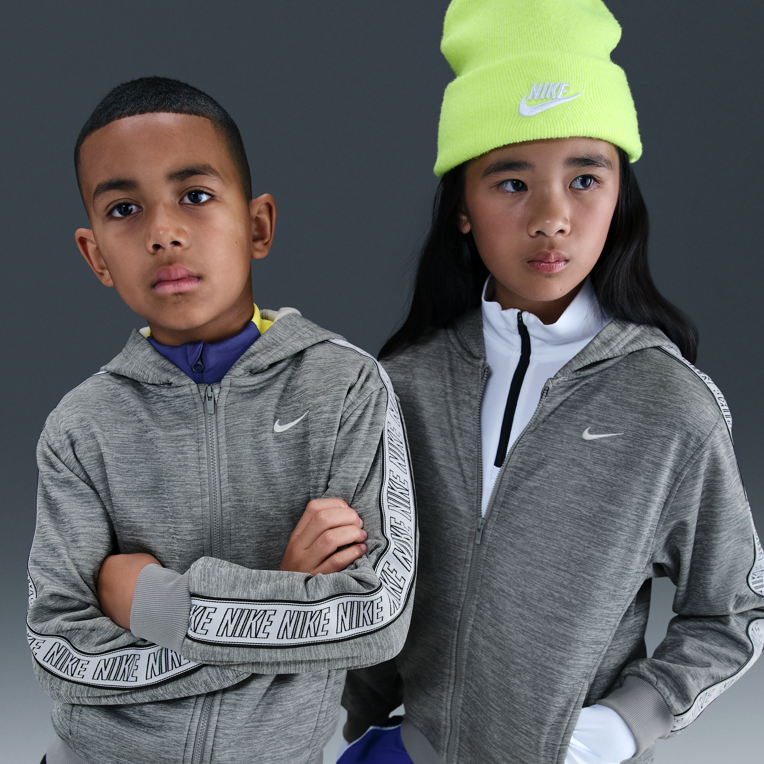 Nike Club Older Kids Dri-FIT Full-Zip Hoodie - Grey - Polyester