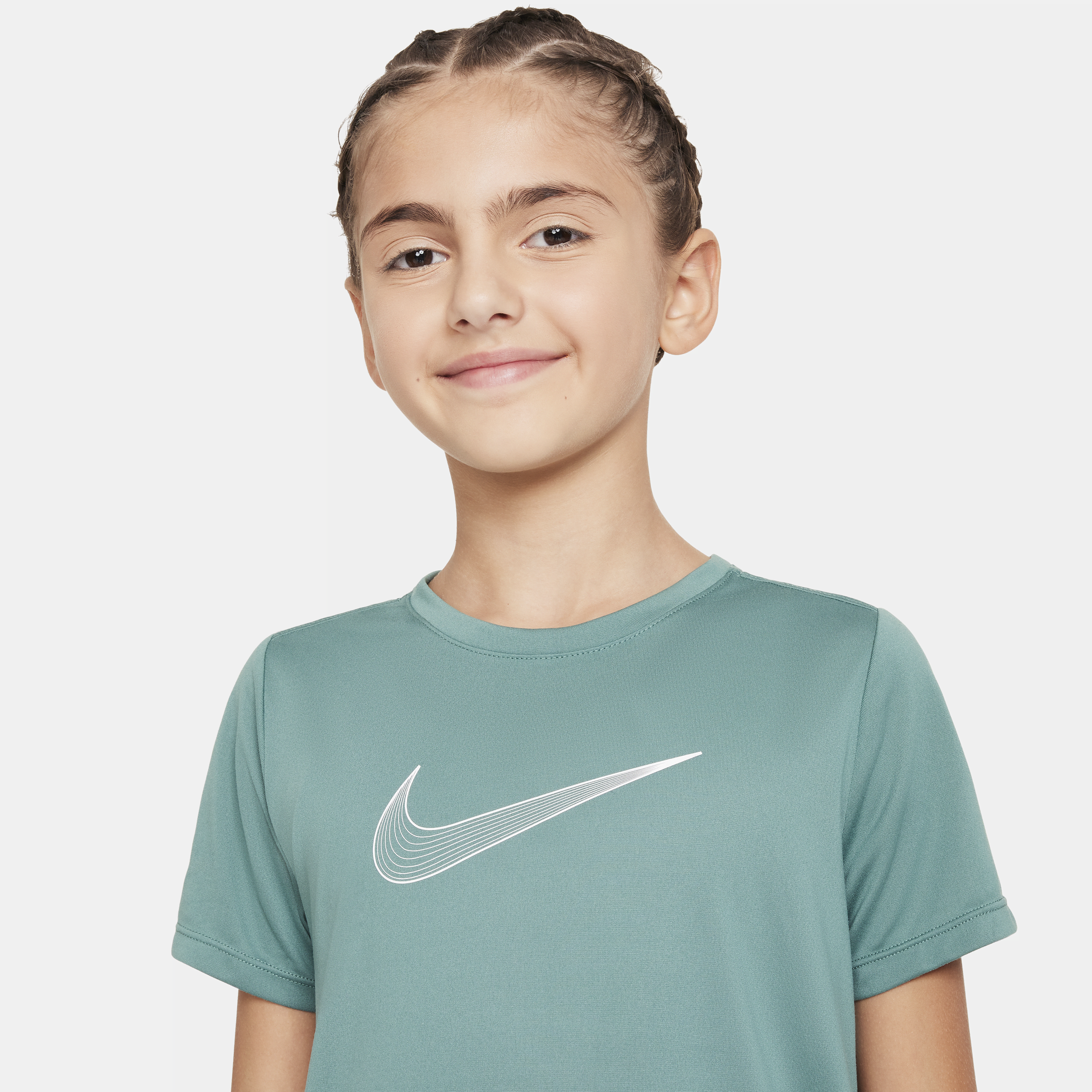 Nike One Dri-FIT trainingstop met korte mouwen voor meisjes Groen