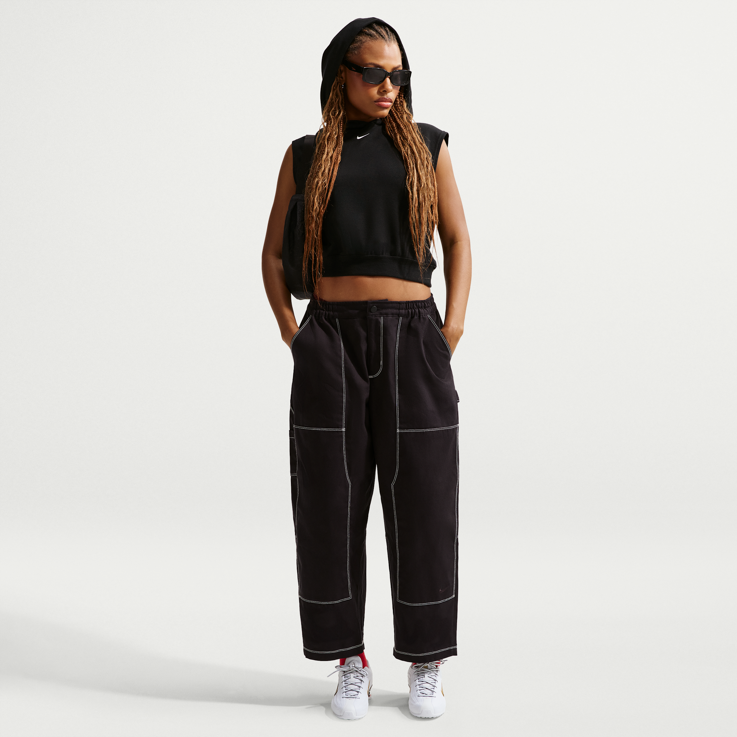 Pantaloni carpenter ampi a vita bassa Nike – Donna - Nero